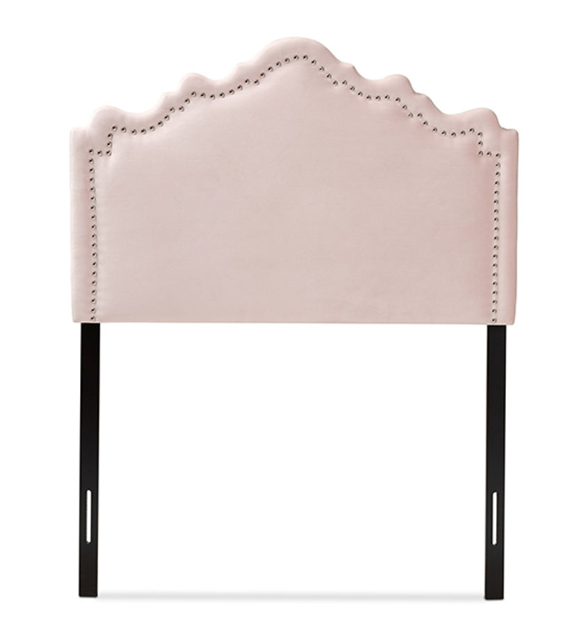 Baxton Studio Nadeen Light Pink Velvet Upholstered Twin Headboard