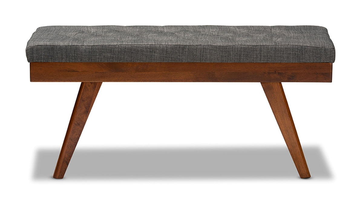 Baxton Studio Alona Medium Grey Fabric Upholstered Dining Bench