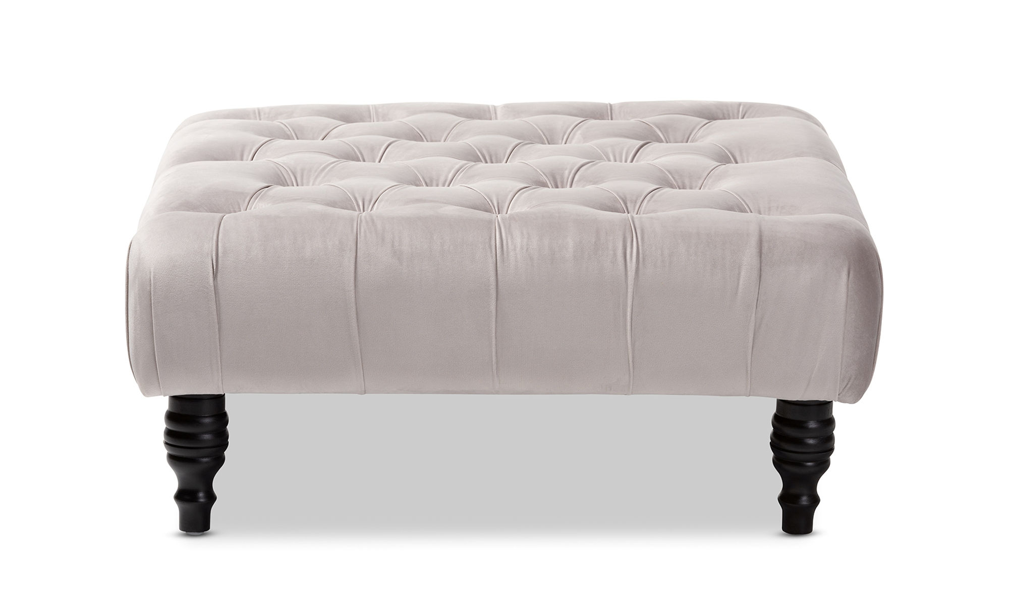 Baxton Studio Keswick Slate Grey Velvet Button Tufted Cocktail Ottoman