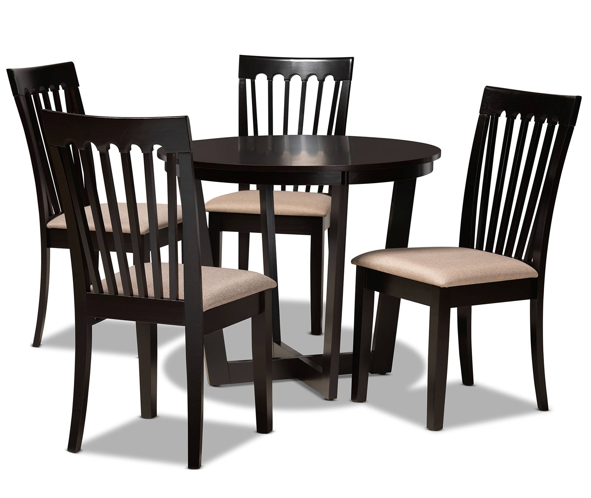 Baxton Studio Nellie Sand Dark Brown 5pc Dining Room Set