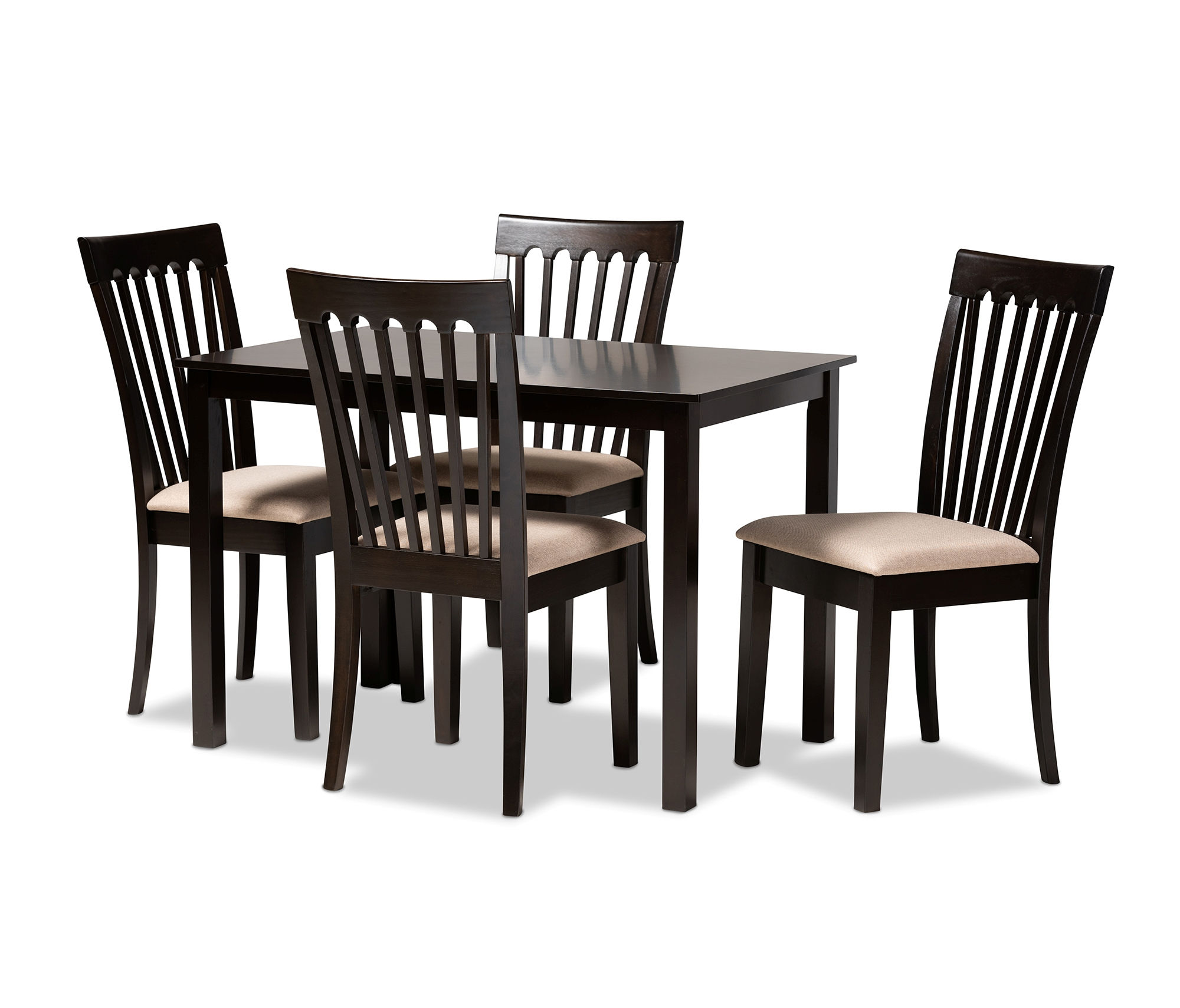 Baxton Studio Minette Sand Brown Espresso Wood 5pc Dining Set