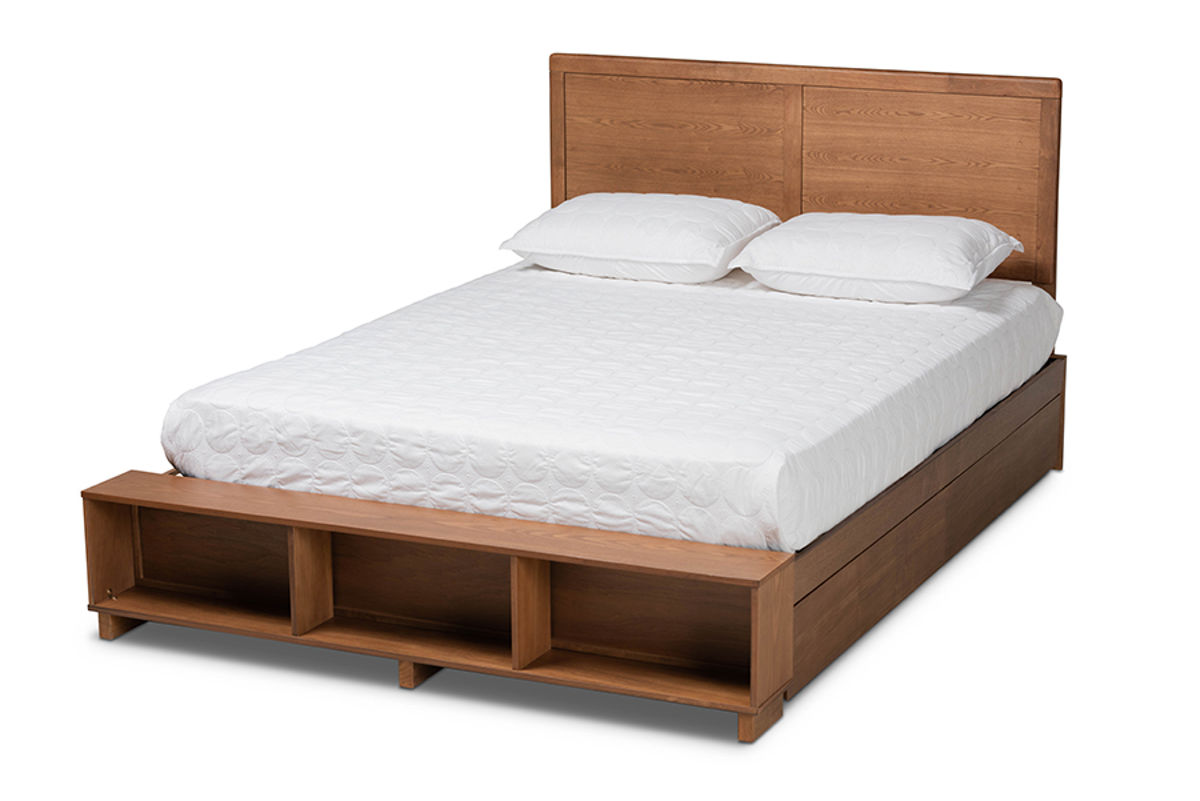 Baxton Studio Tamsin Ash Walnut Brown Full Platform Storage Bed
