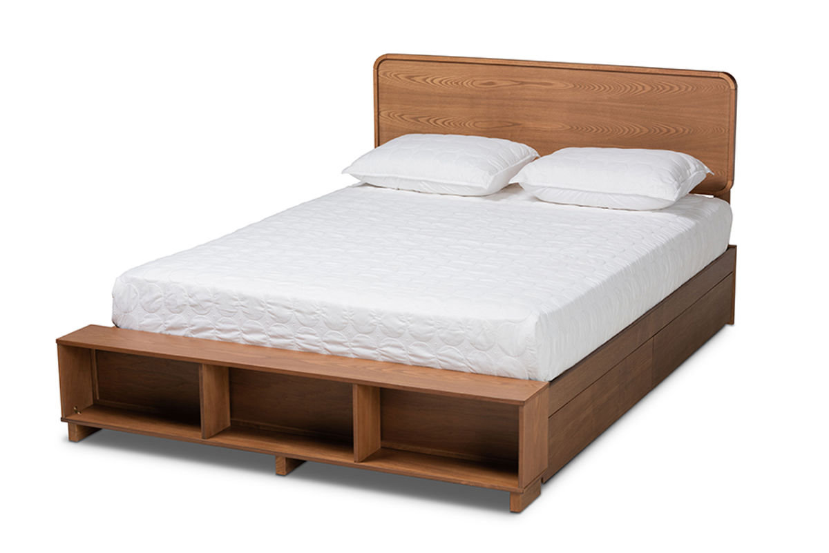 Baxton Studio Vita Ash Walnut Brown Full Platform Storage Bed