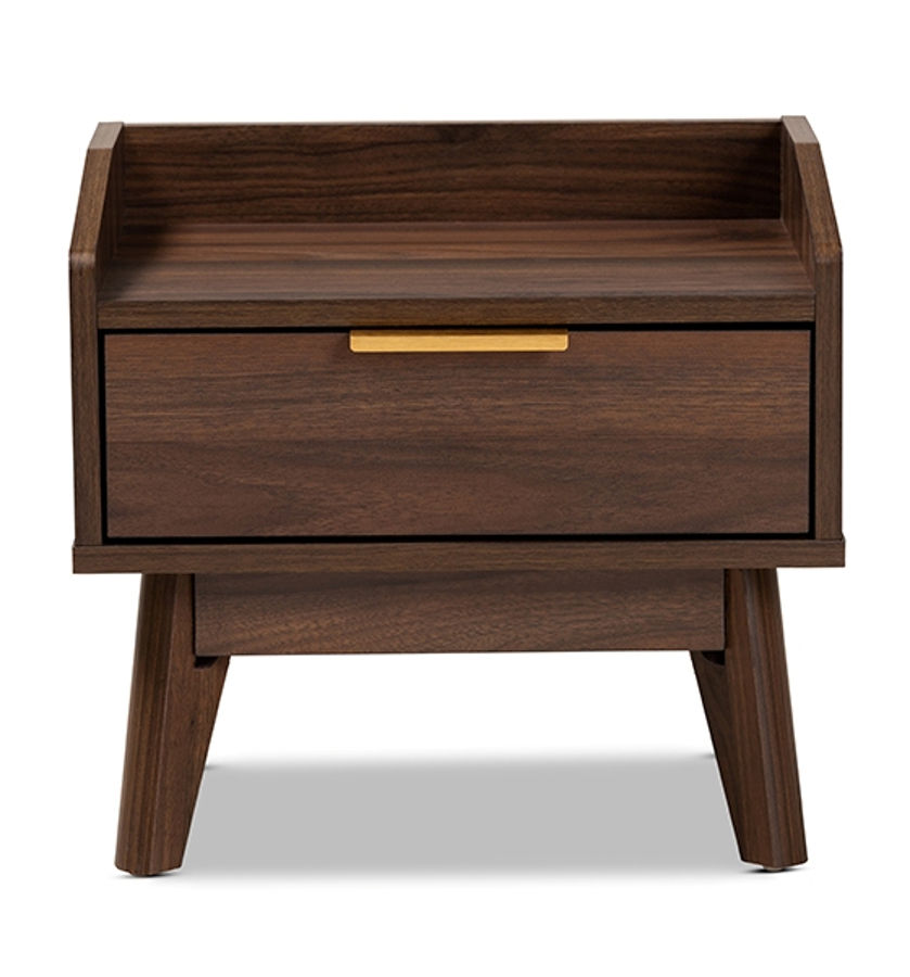 Baxton Studio Lena Walnut Brown Wood 1 Drawer Night Stand