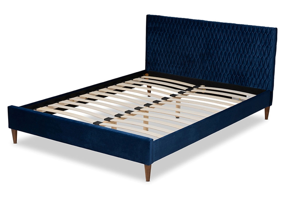 Baxton Studio Frida Royal Blue Velvet Upholstered Full Bed