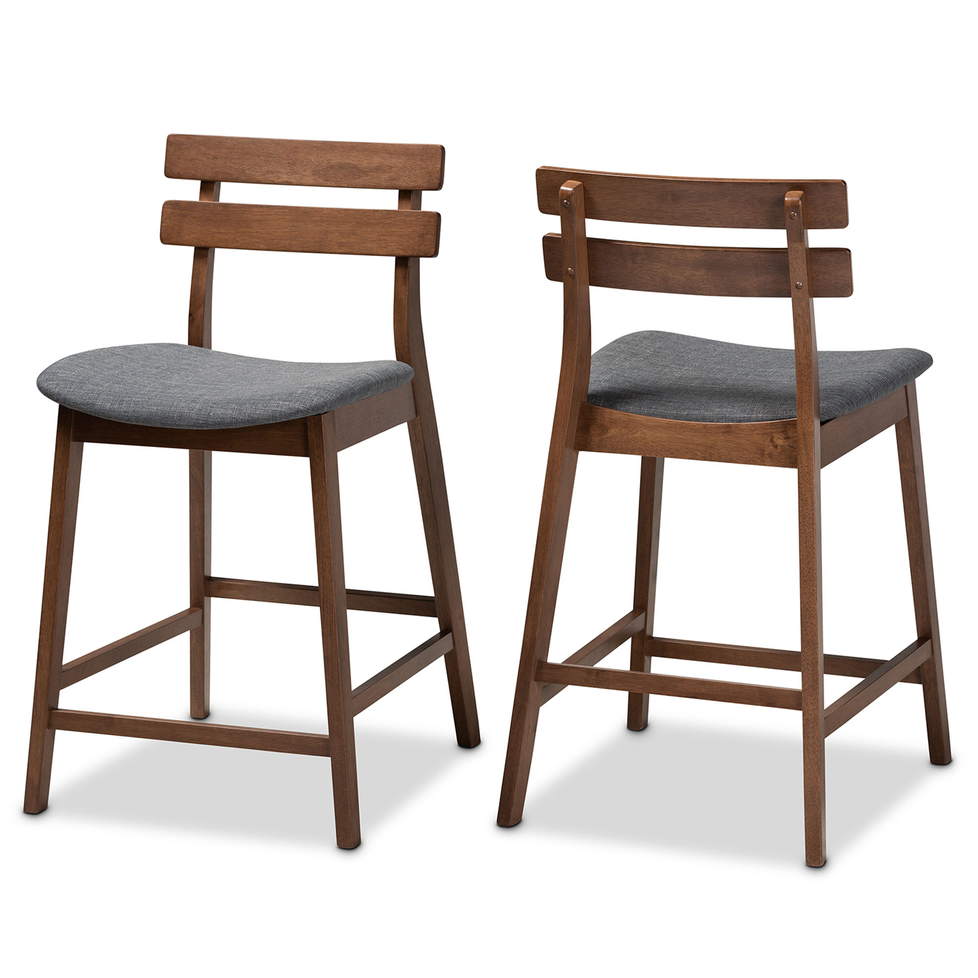 2 Baxton Studio Larine Dark Grey Fabric Upholstered Counter Stools