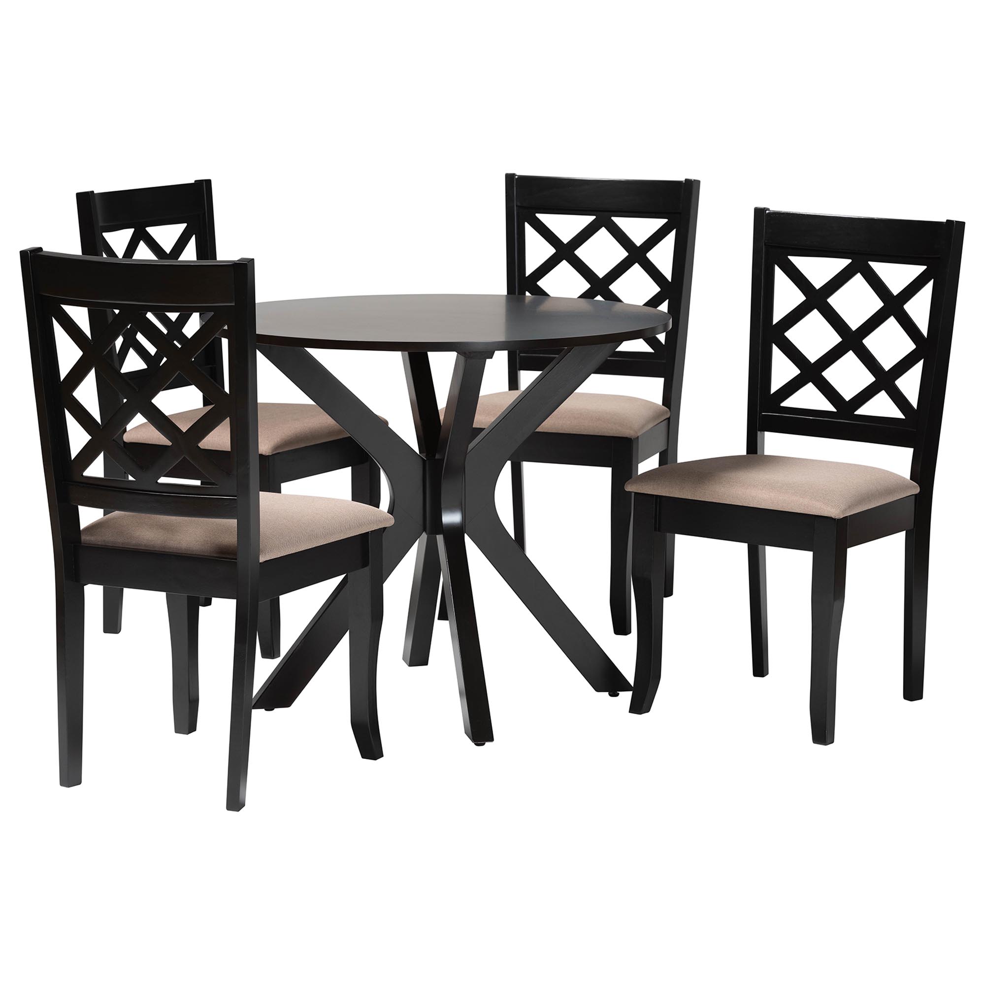 Baxton Studio Jana Sand Dark Brown 5pc Dining Room Set
