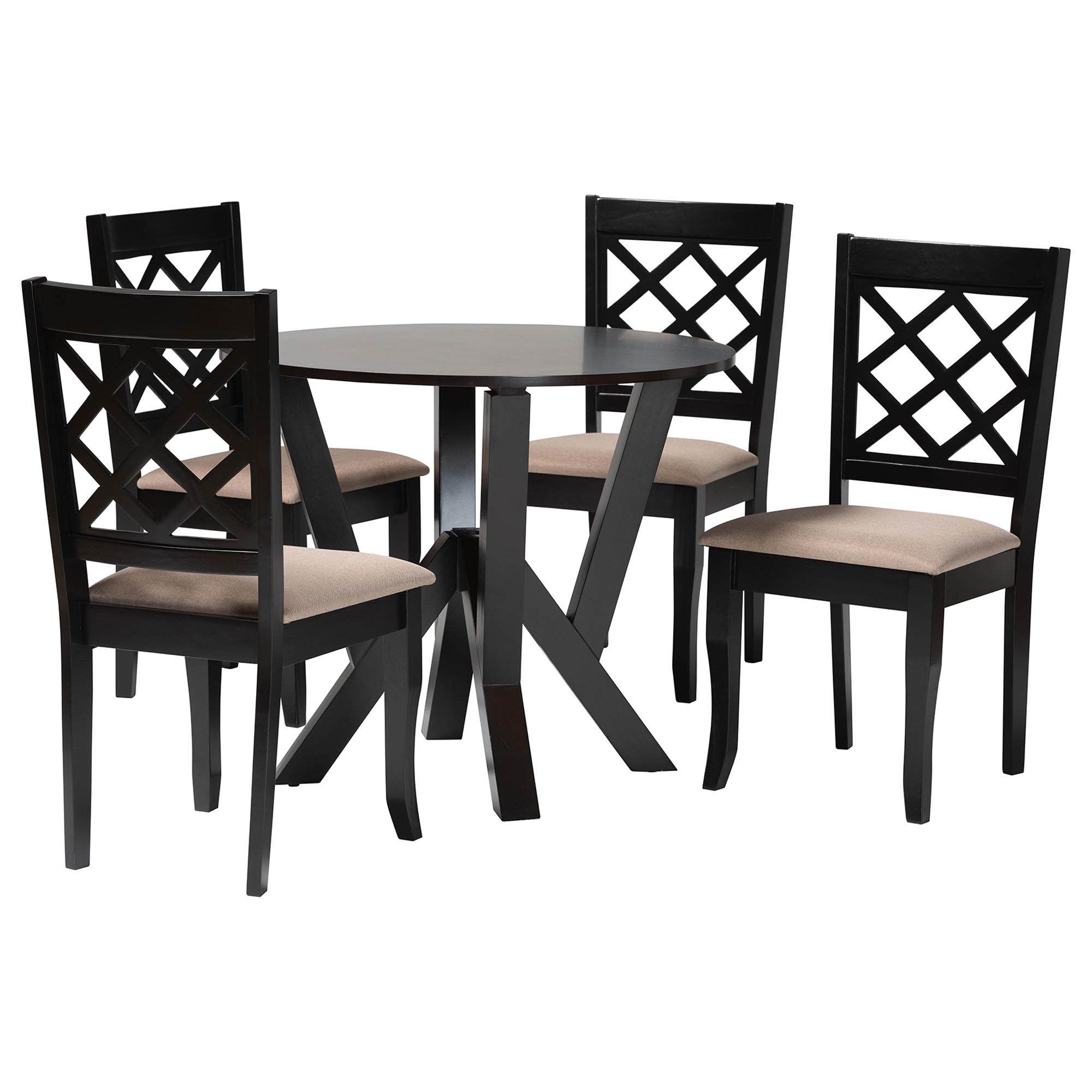 Baxton Studio Adina Sand Dark Brown 5pc Dining Room Set