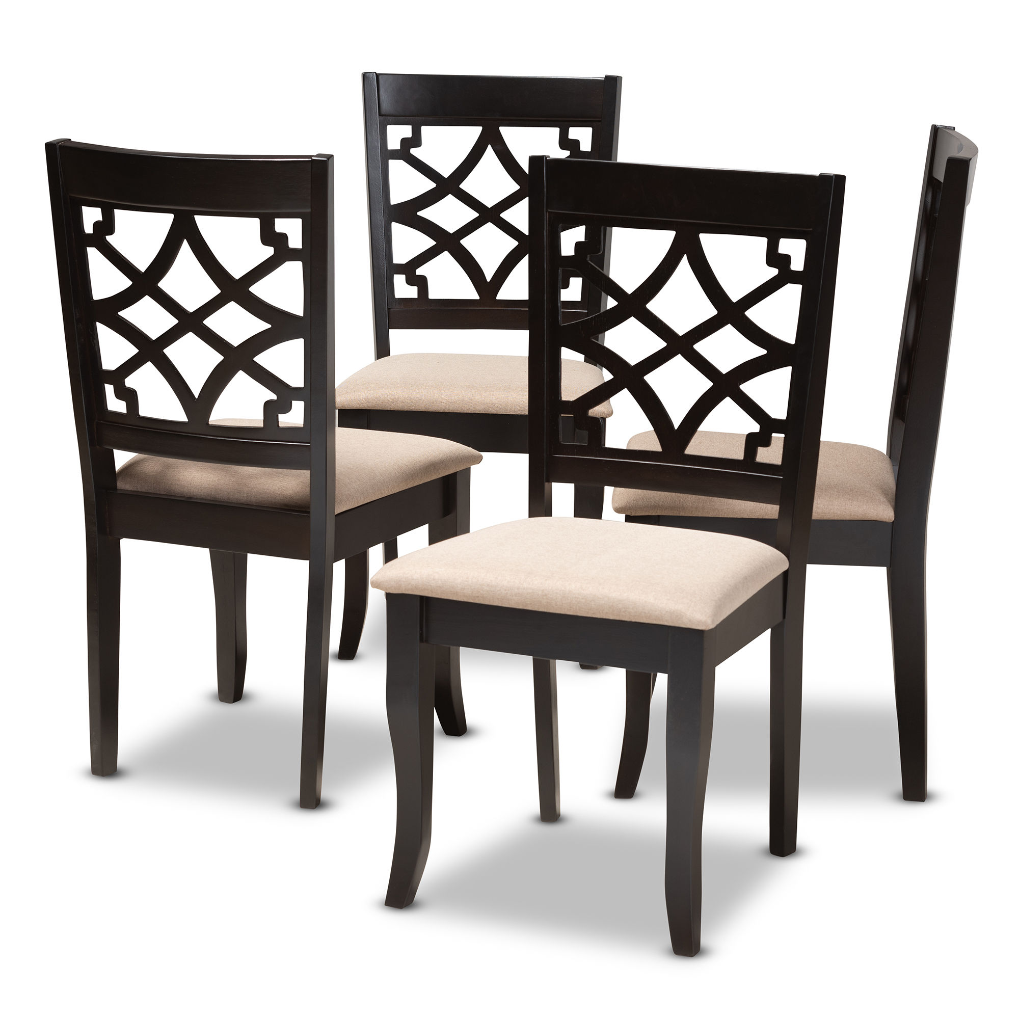 4 Baxton Studio Mael Sand Fabric Upholstered Dining Chairs