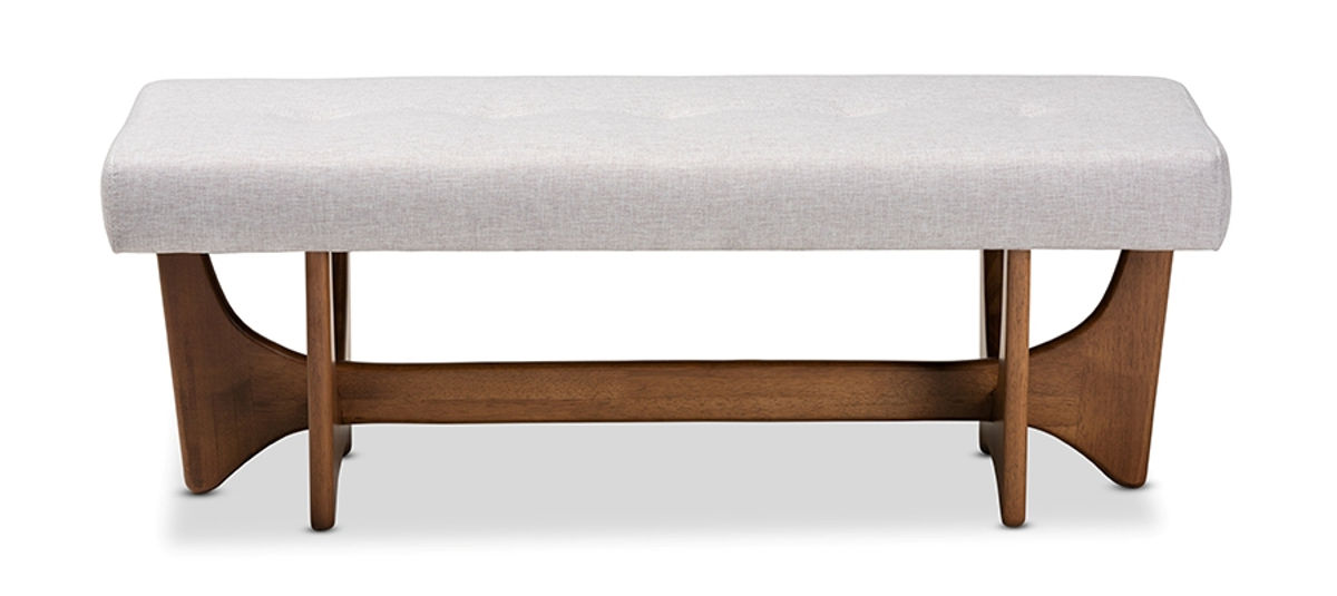 Baxton Studio Theo Greyish Beige Fabric Upholstered Bench