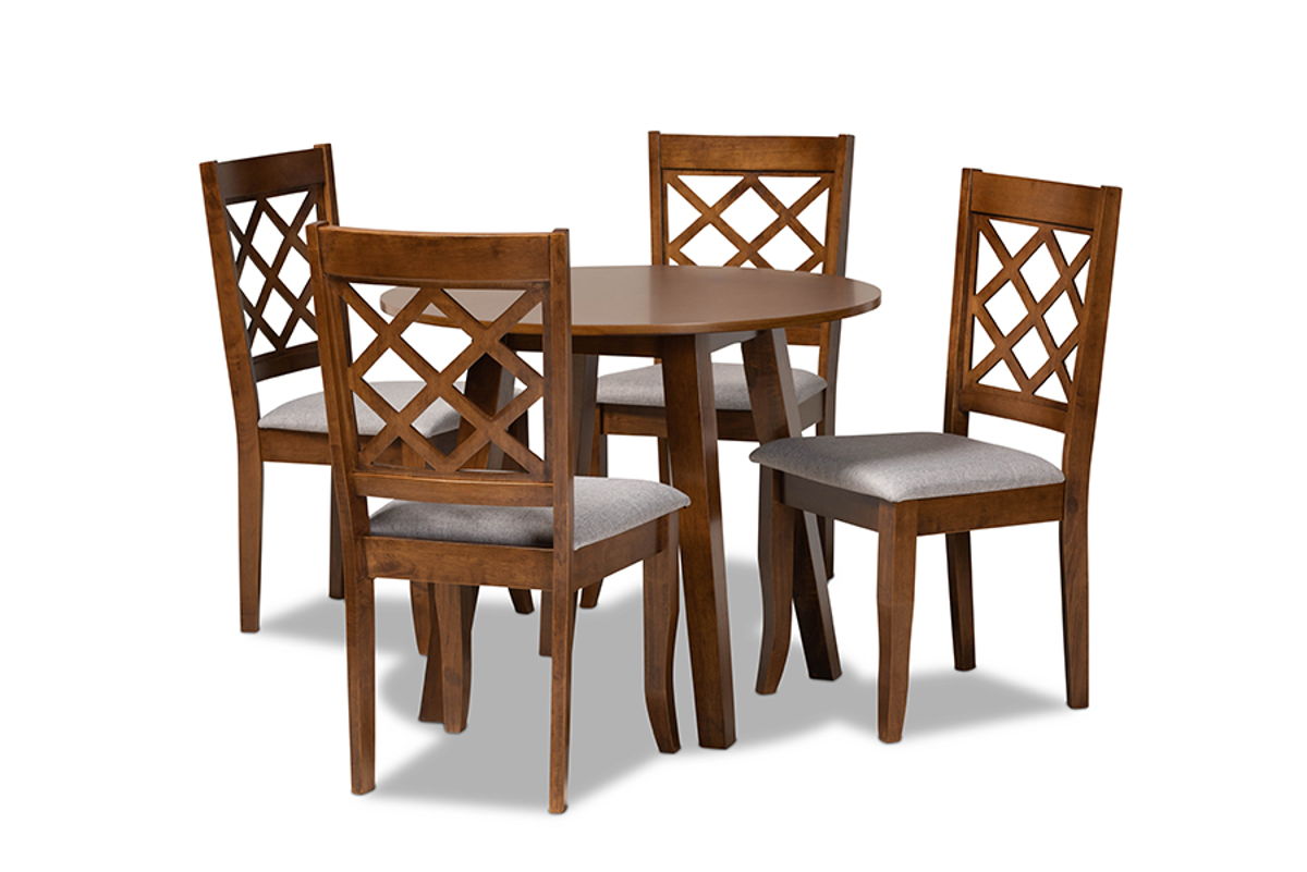 Baxton Studio Adara Grey Walnut Modern 5pc Dining Set