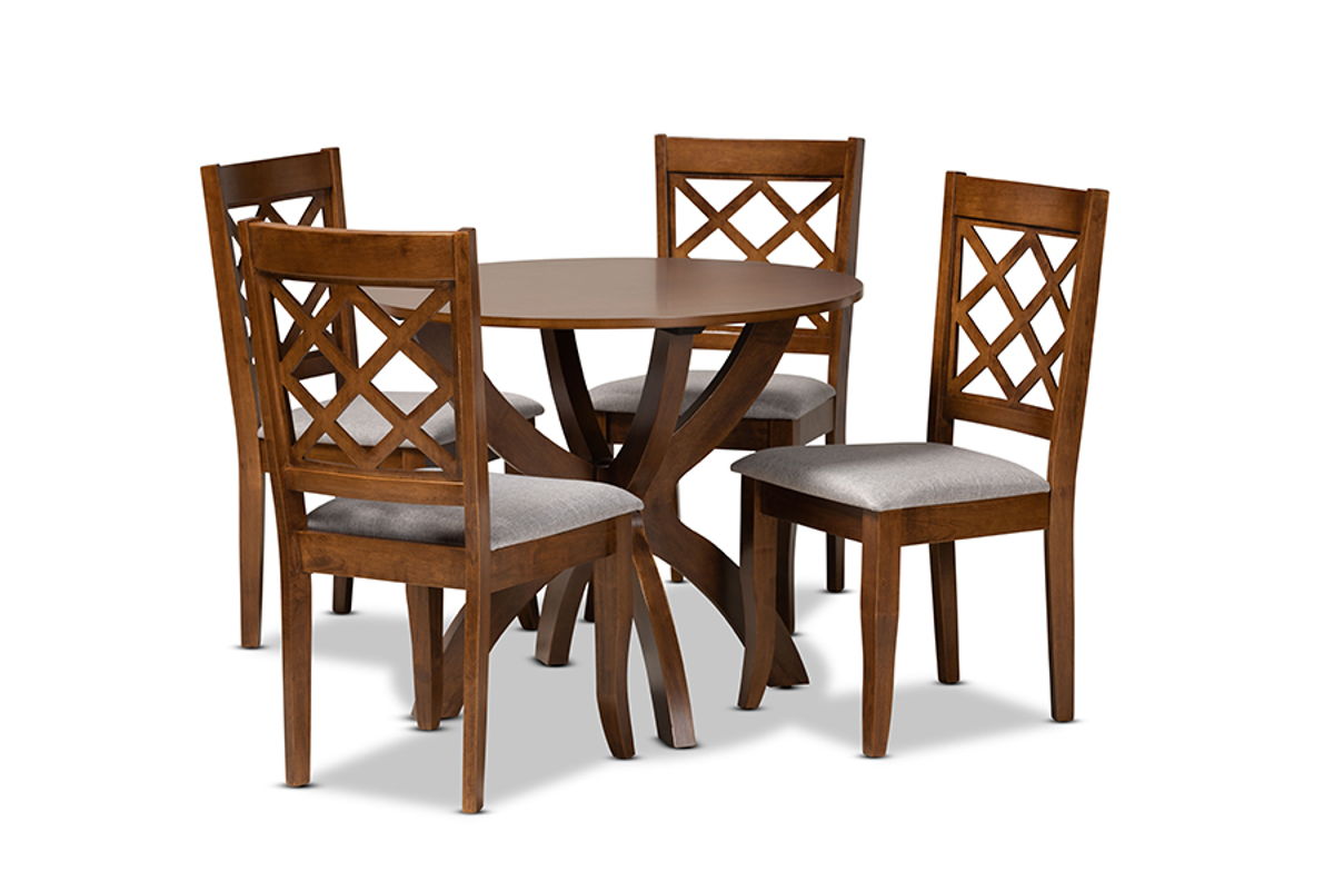 Baxton Studio Beth Grey Walnut Brown 5pc Dining Set