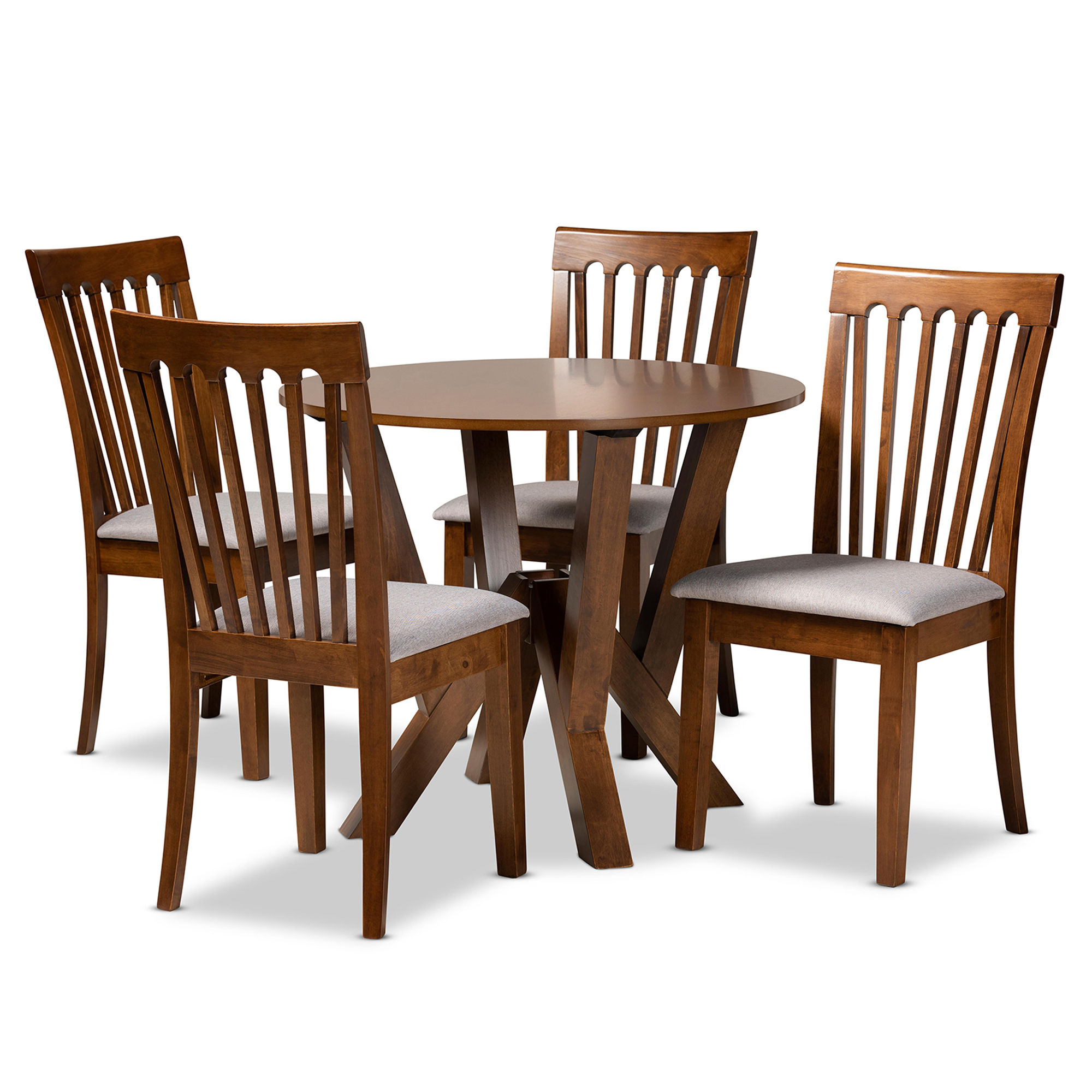 Baxton Studio Marian Grey Walnut Brown 5pc Dining Set