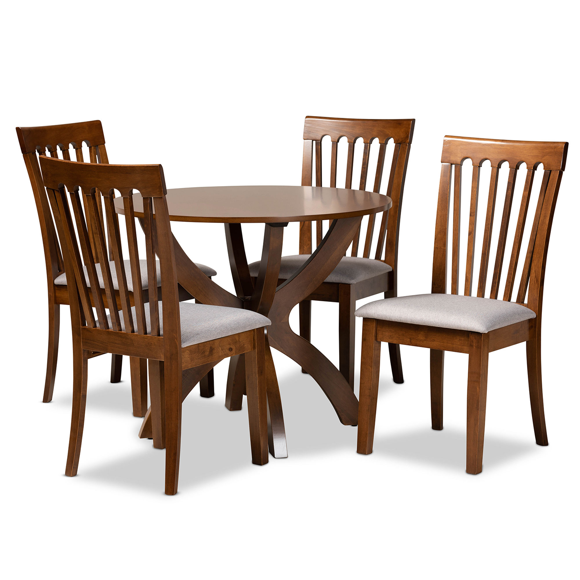 Baxton Studio Bailey Grey Walnut Brown 5pc Dining Set