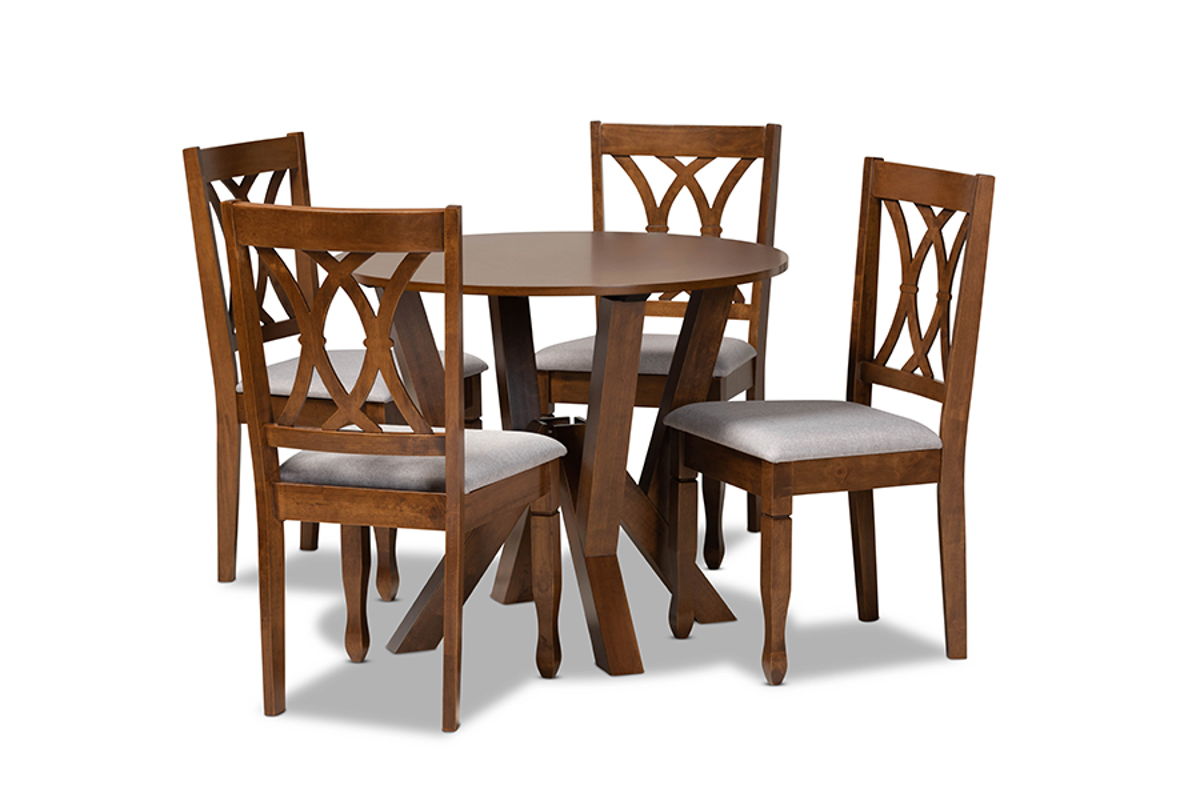 Baxton Studio Irene Grey Walnut Brown 5pc Dining Set