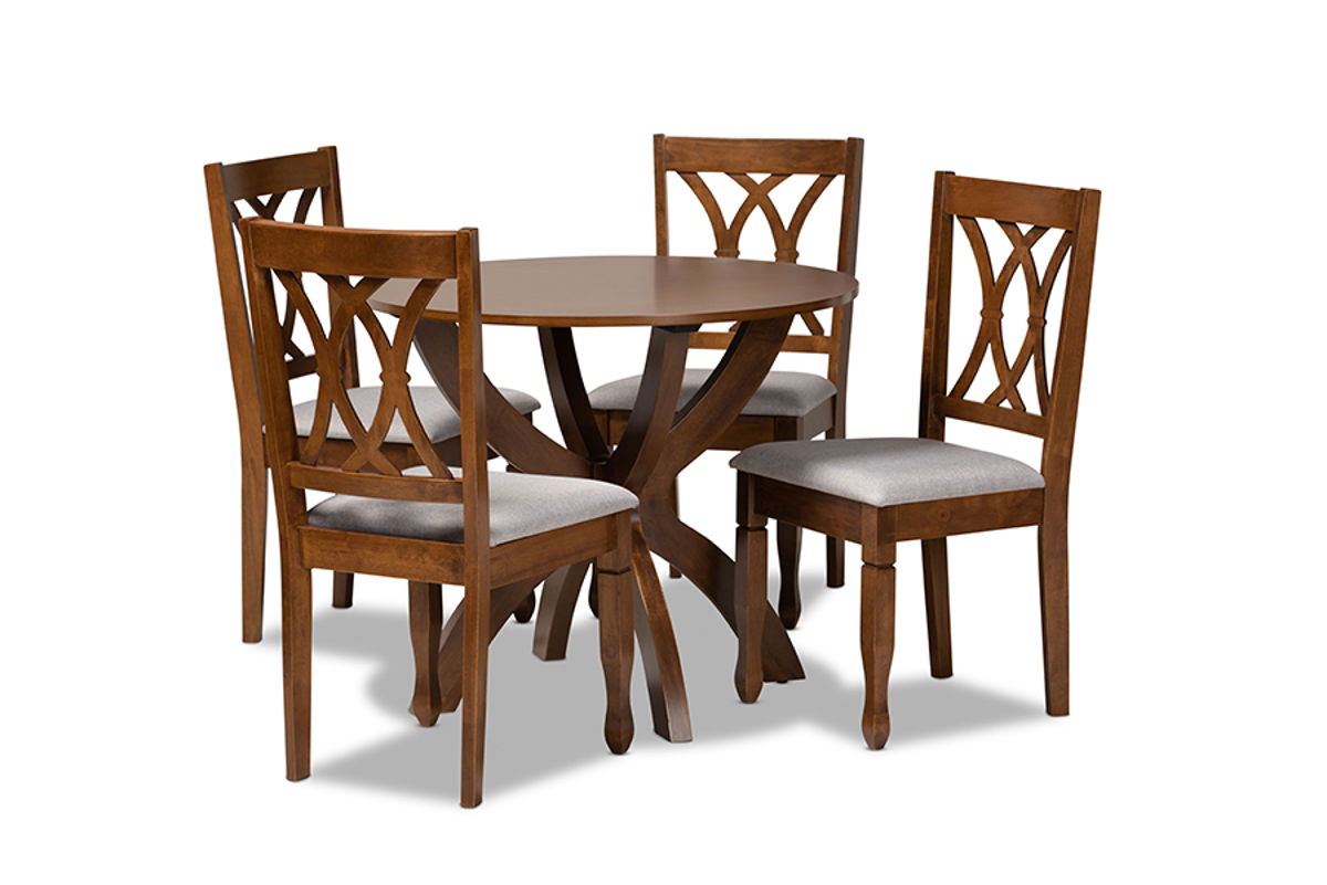 Baxton Studio April Grey Walnut Brown 5pc Dining Set