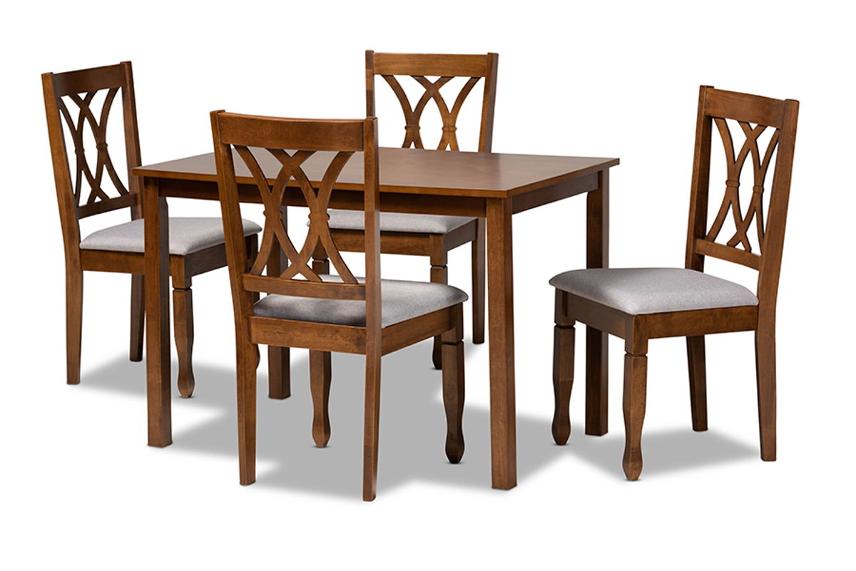 Baxton Studio Sefa Grey Walnut Brown 5pc Dining Set