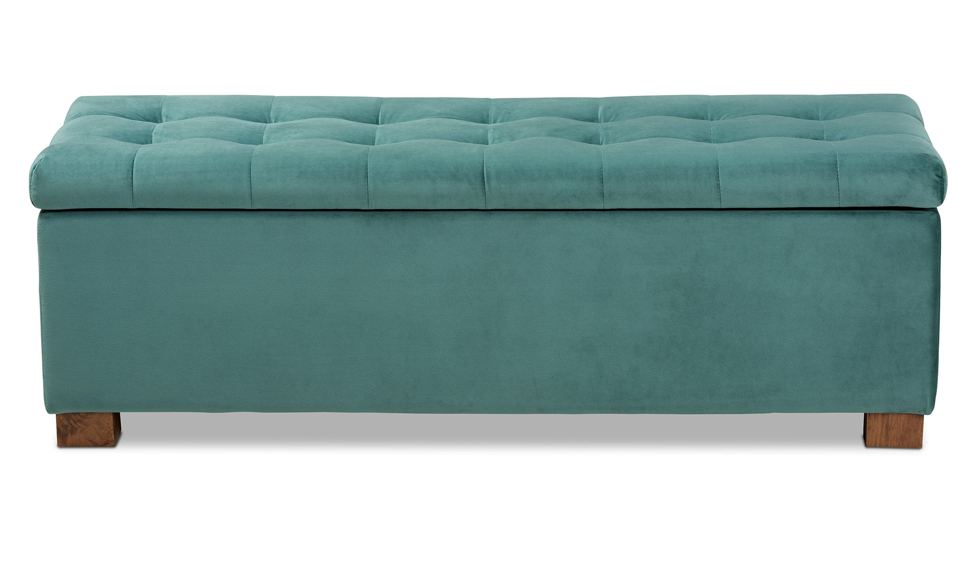 Baxton Studio Roanoke Teal Blue Velvet Upholstered Storage Ottoman Bench
