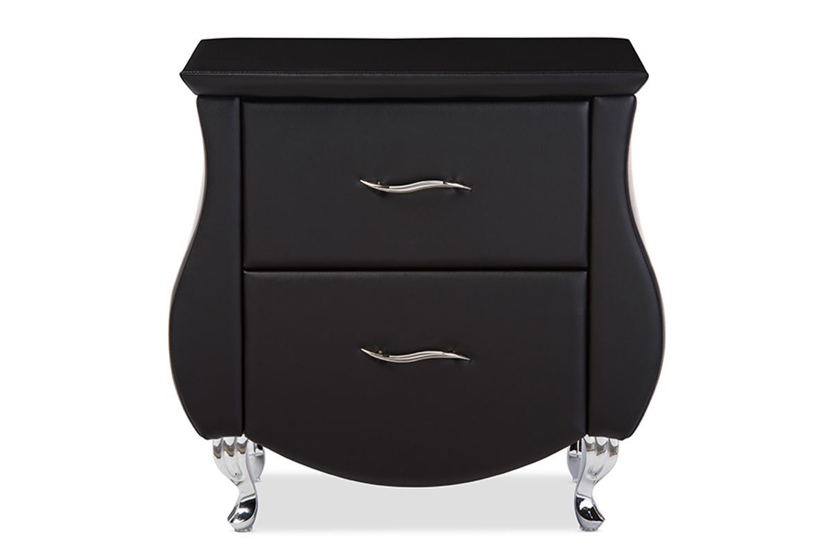 Baxton Studio Erin Black Faux Leather Upholstered Night Stand