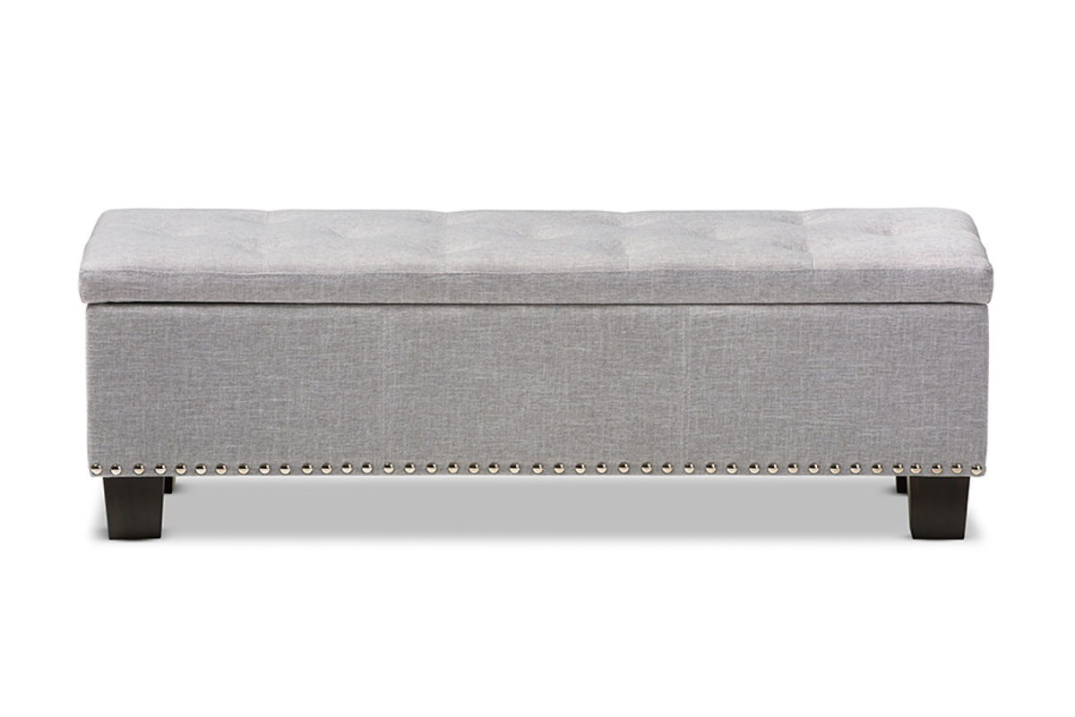 Baxton Studio Hannah Grayish Beige Fabric Upholstered Storage Ottoman Bench