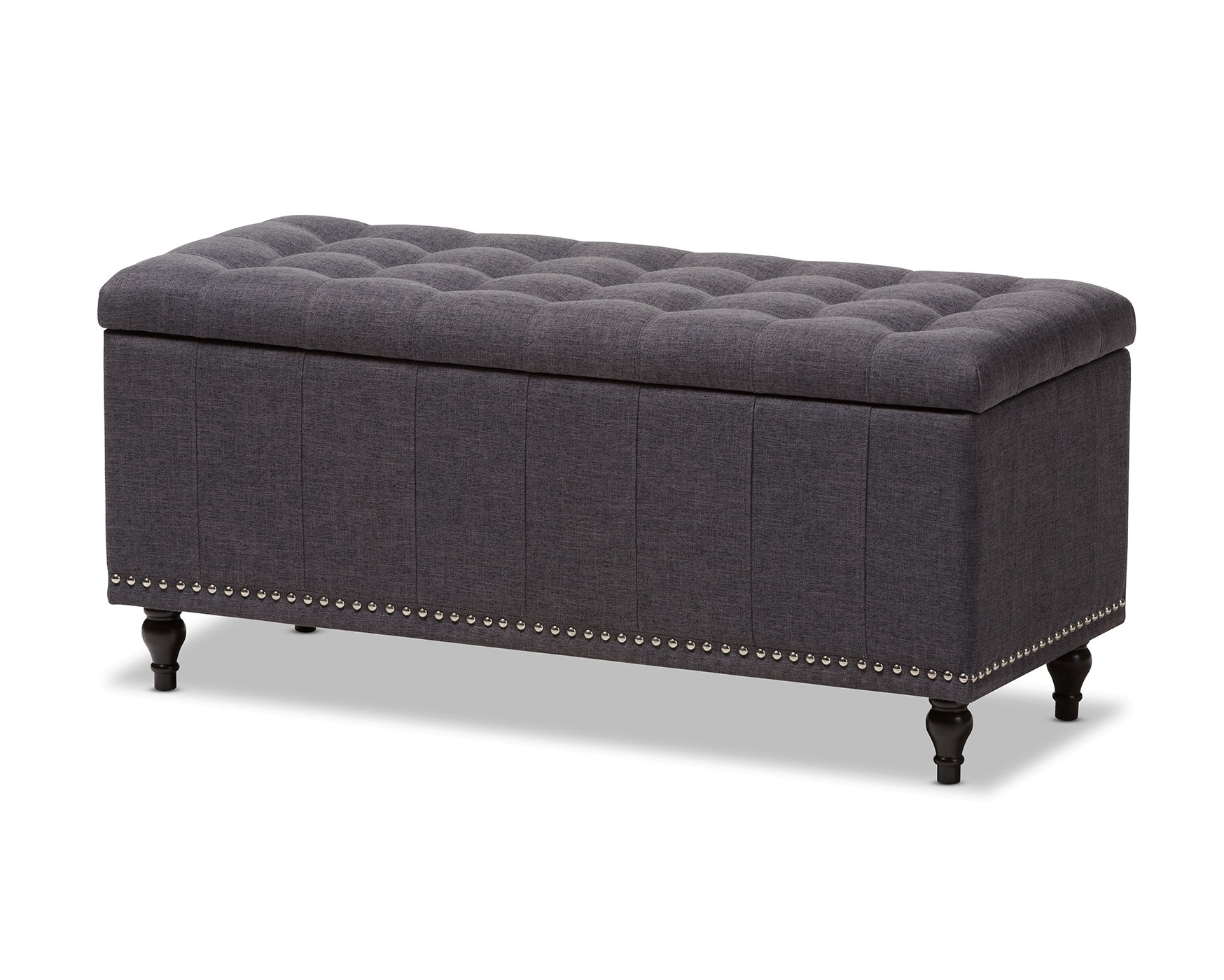 Baxton Studio Kaylee Dark Grey Fabric Upholstered Storage Ottoman Bench