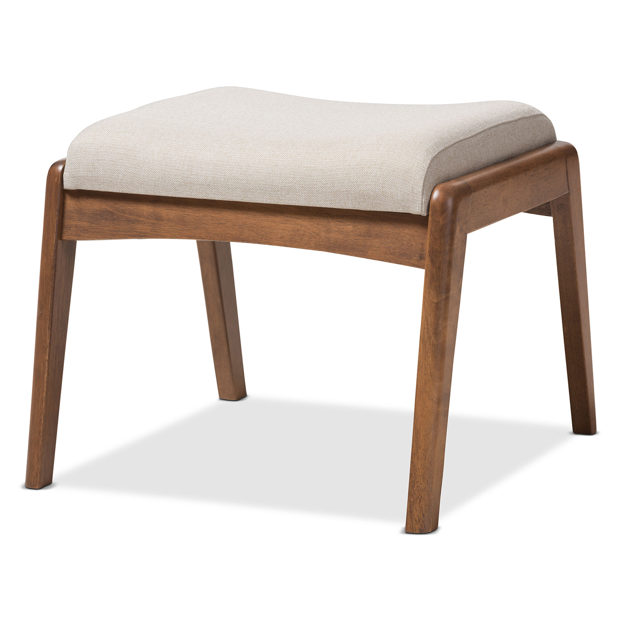 Baxton Studio Roxy Light Beige Fabric Upholstered Ottoman