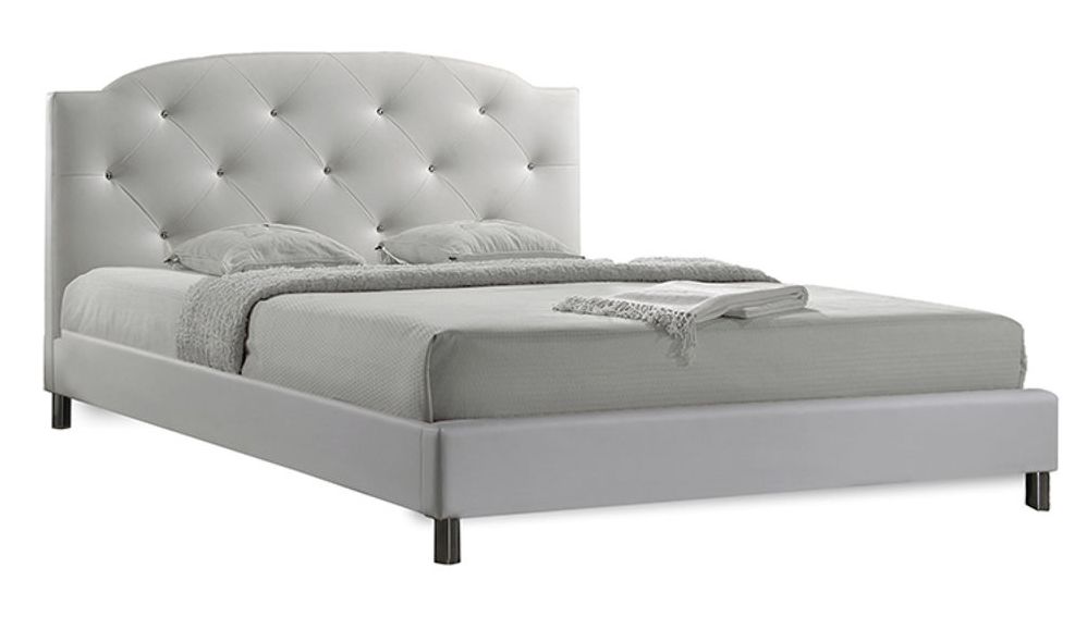 Baxton Studio Canterbury White Faux Leather Upholstered Full Bed