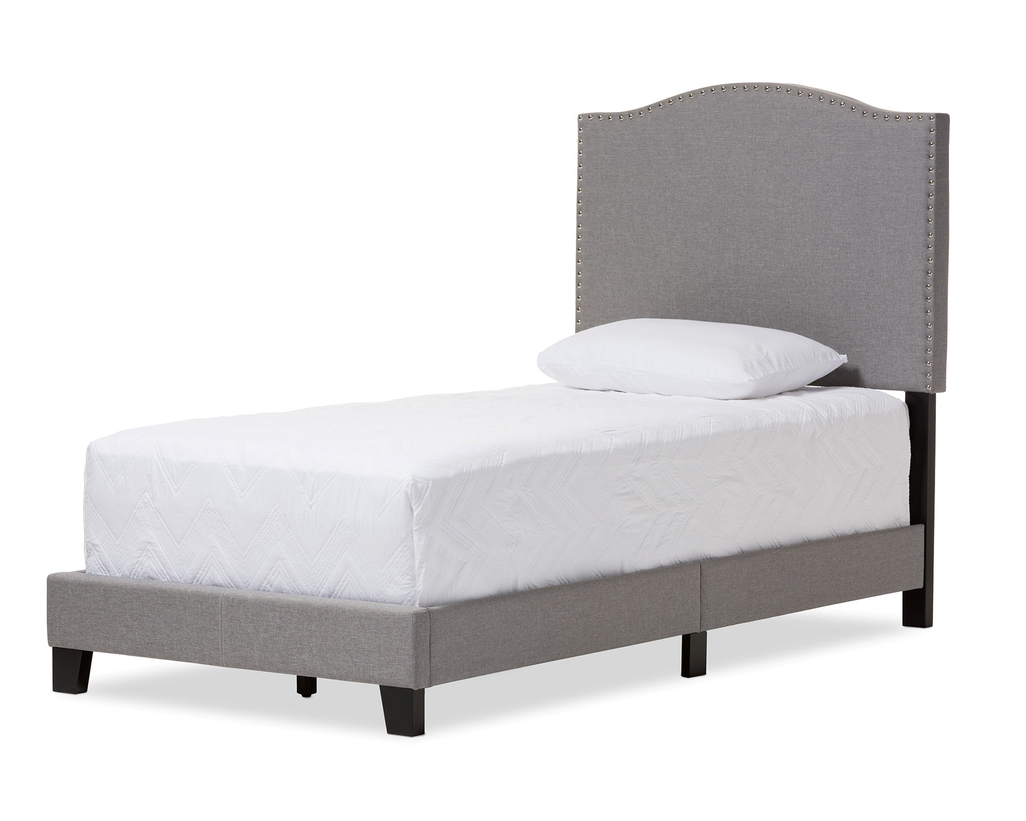 Baxton Studio Benjamin Grey Fabric Upholstered Arched Twin Bed