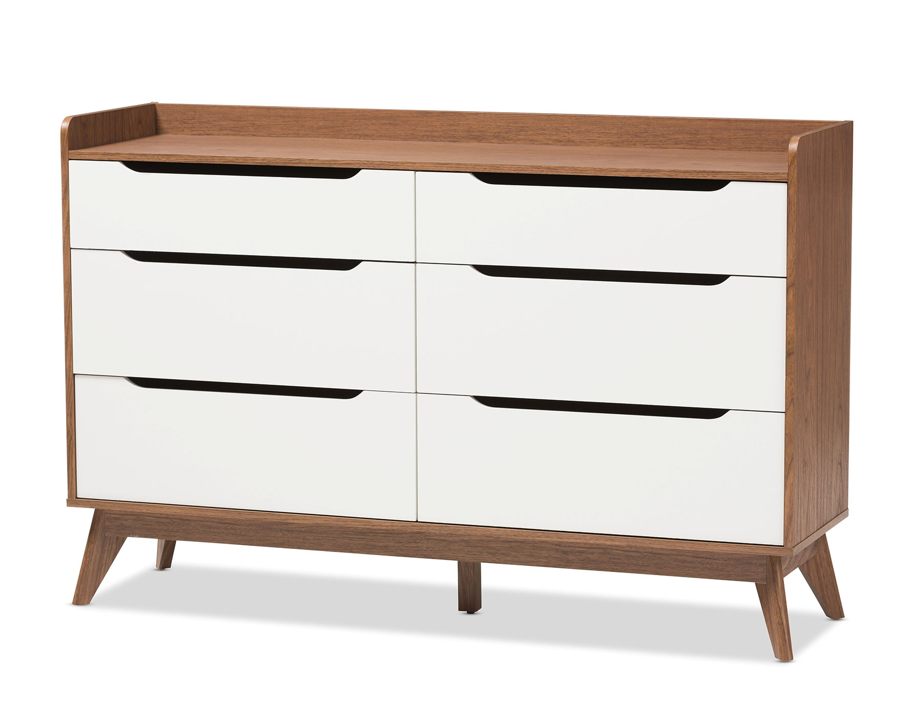 Baxton Studio Brighton Walnut Wood 6 Drawers Storage Dresser