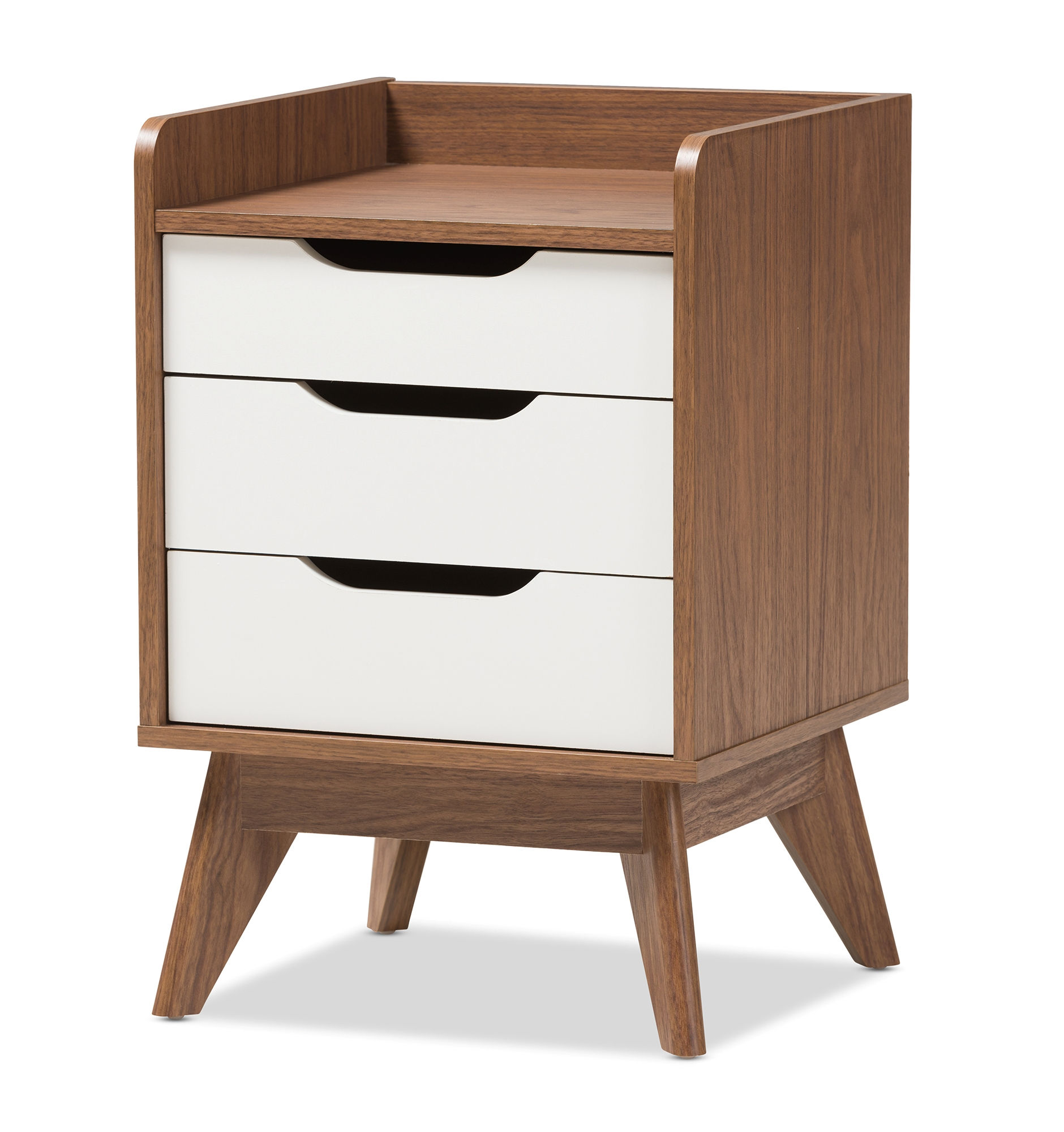 Baxton Studio Brighton Walnut Wood 3 Drawers Storage Night Stand