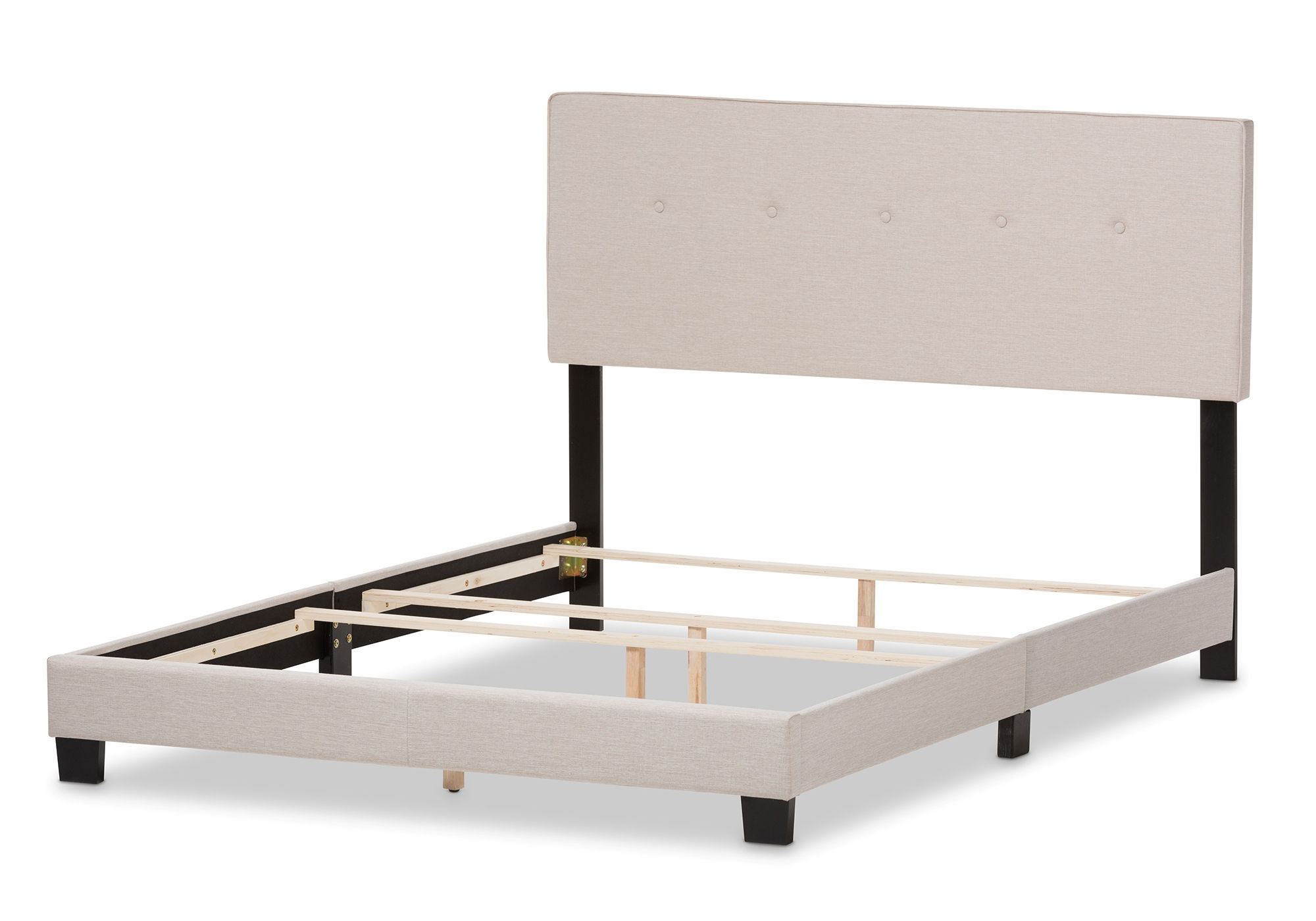 Baxton Studio Hampton Light Beige Fabric Upholstered King Bed