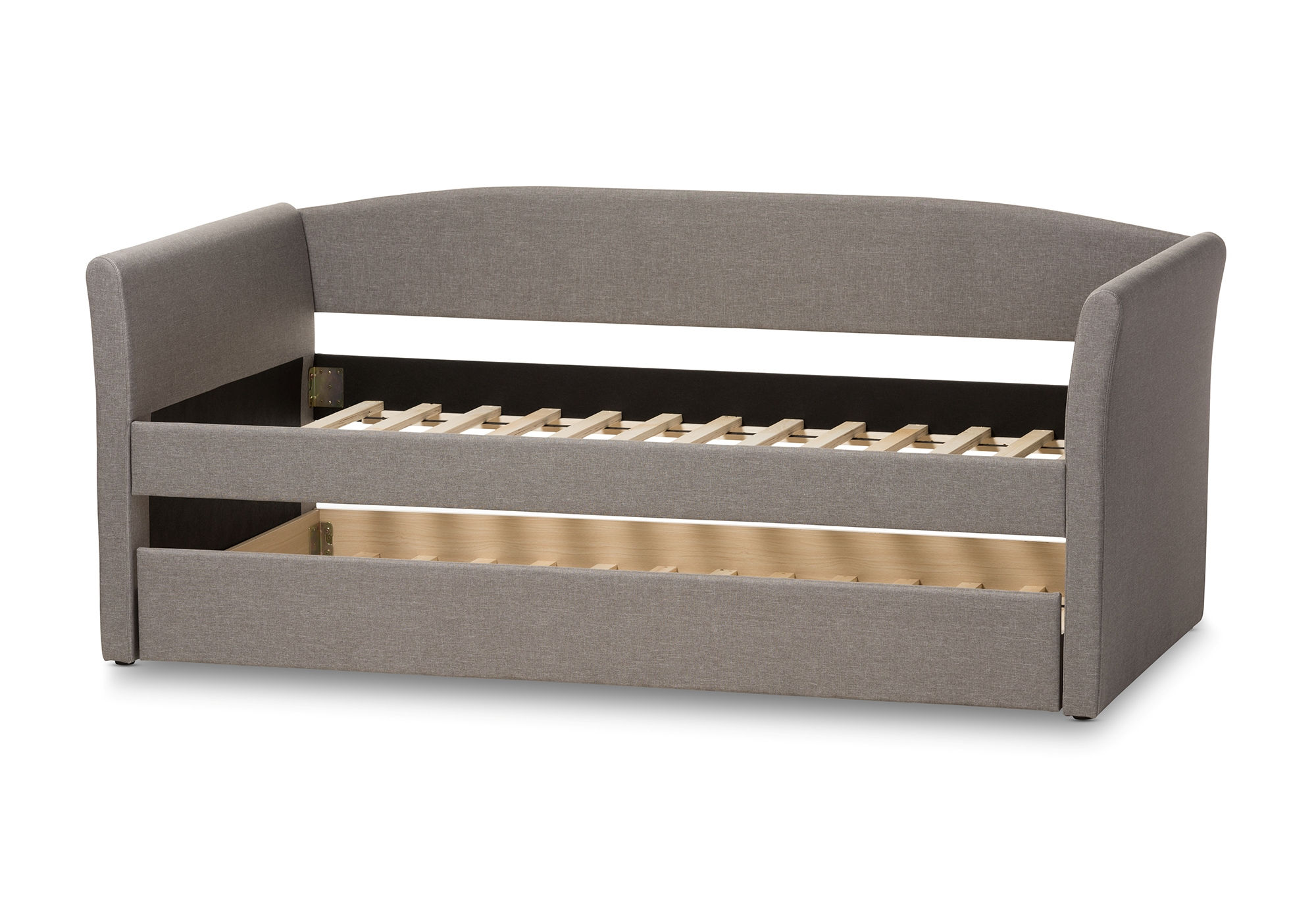 Baxton Studio Camino Grey Fabric Upholstered Daybed with Guest Trundle Bed