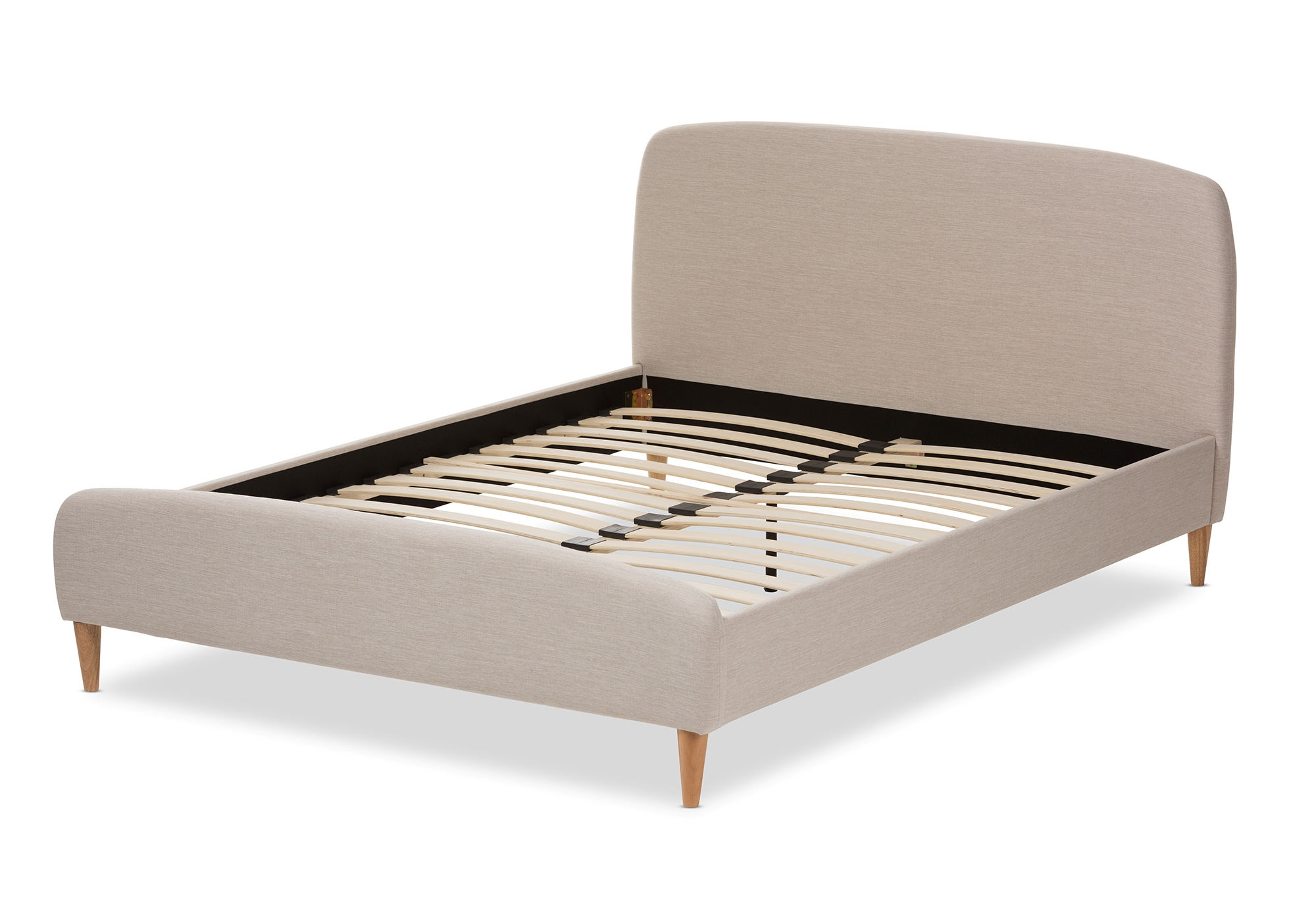 Baxton Studio Mia Light Beige Fabric Upholstered Full Platform Bed