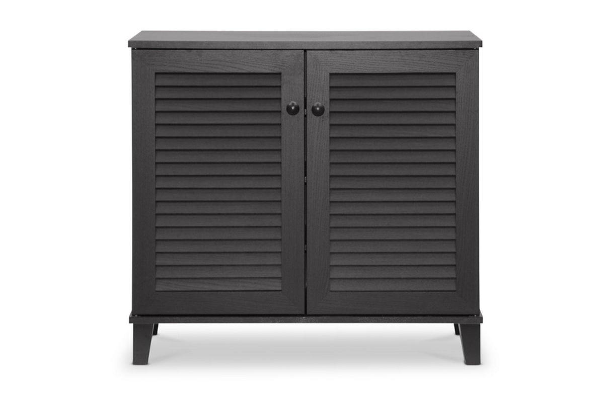 Baxton Studio Coolidge Dark Brown Wood Shoe Storage Cabinet
