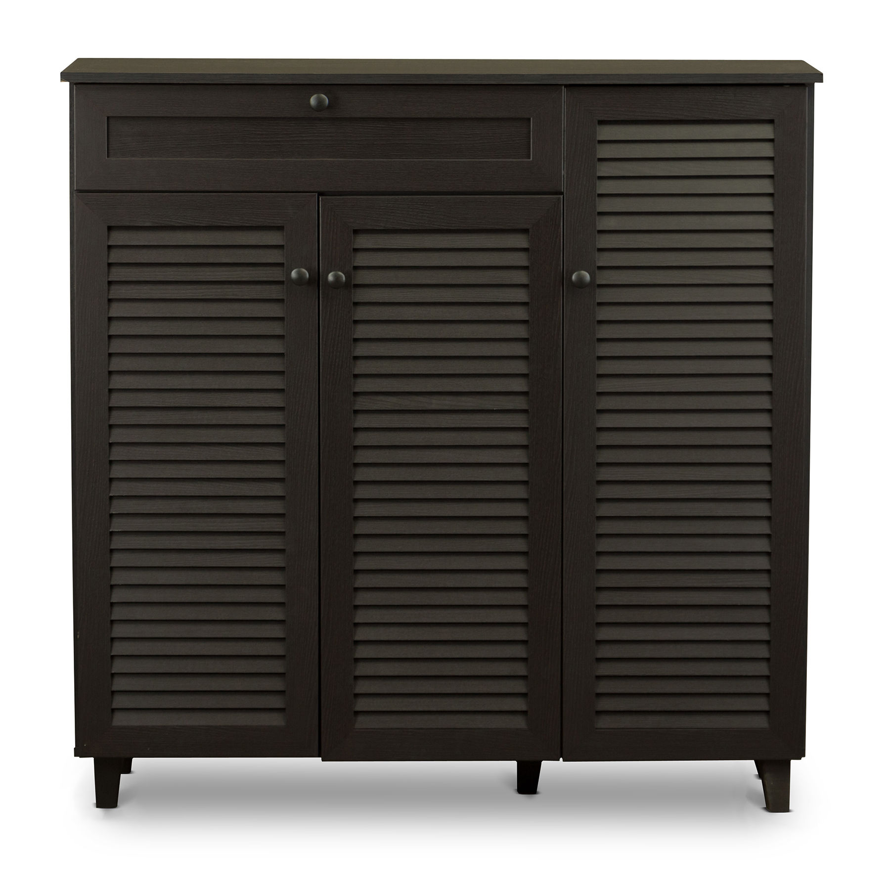 Baxton Studio Pocillo Dark Brown Wood Shoe Storage Cabinet