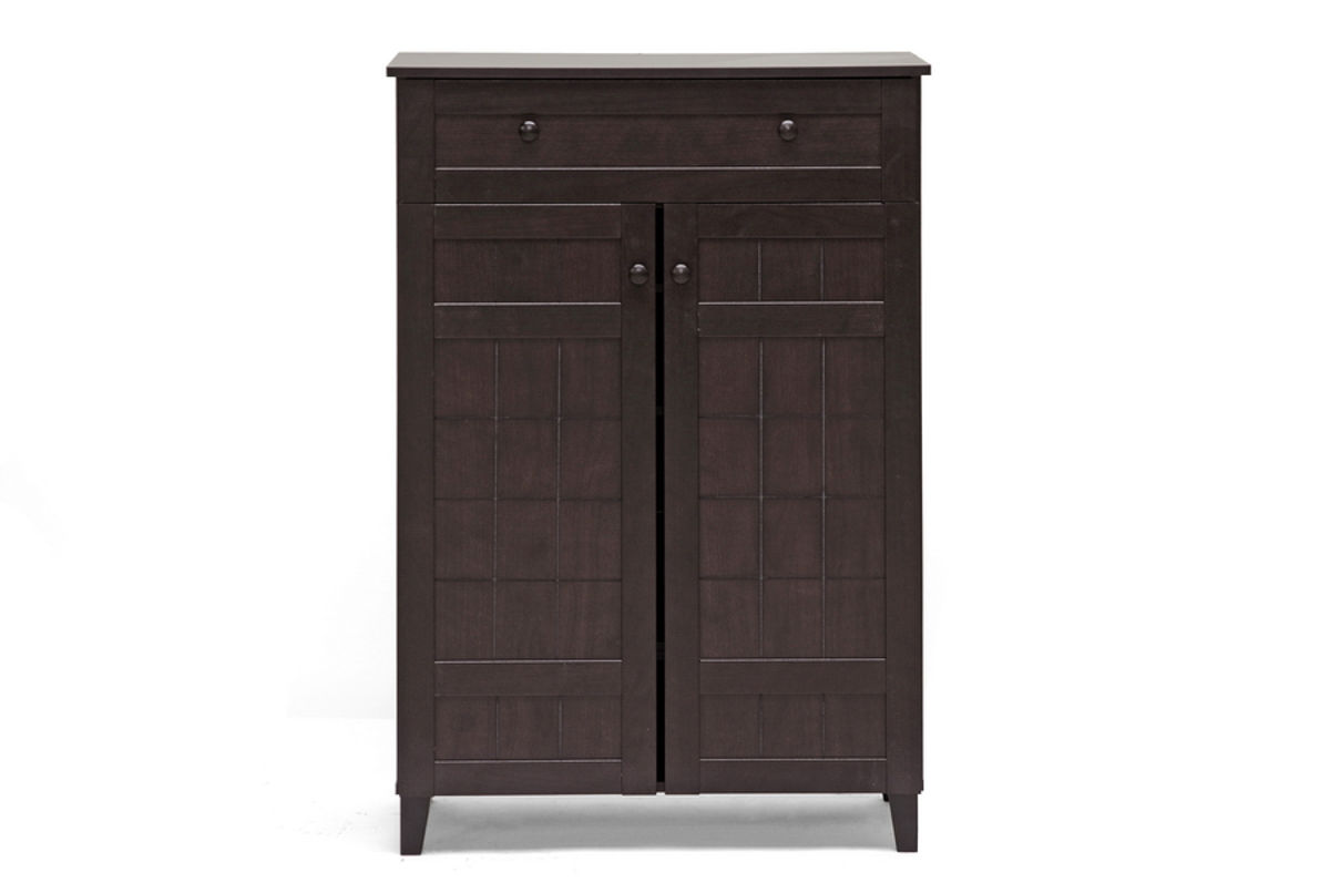 Baxton Studio Glidden Dark Brown Wood Tall Shoe Cabinet