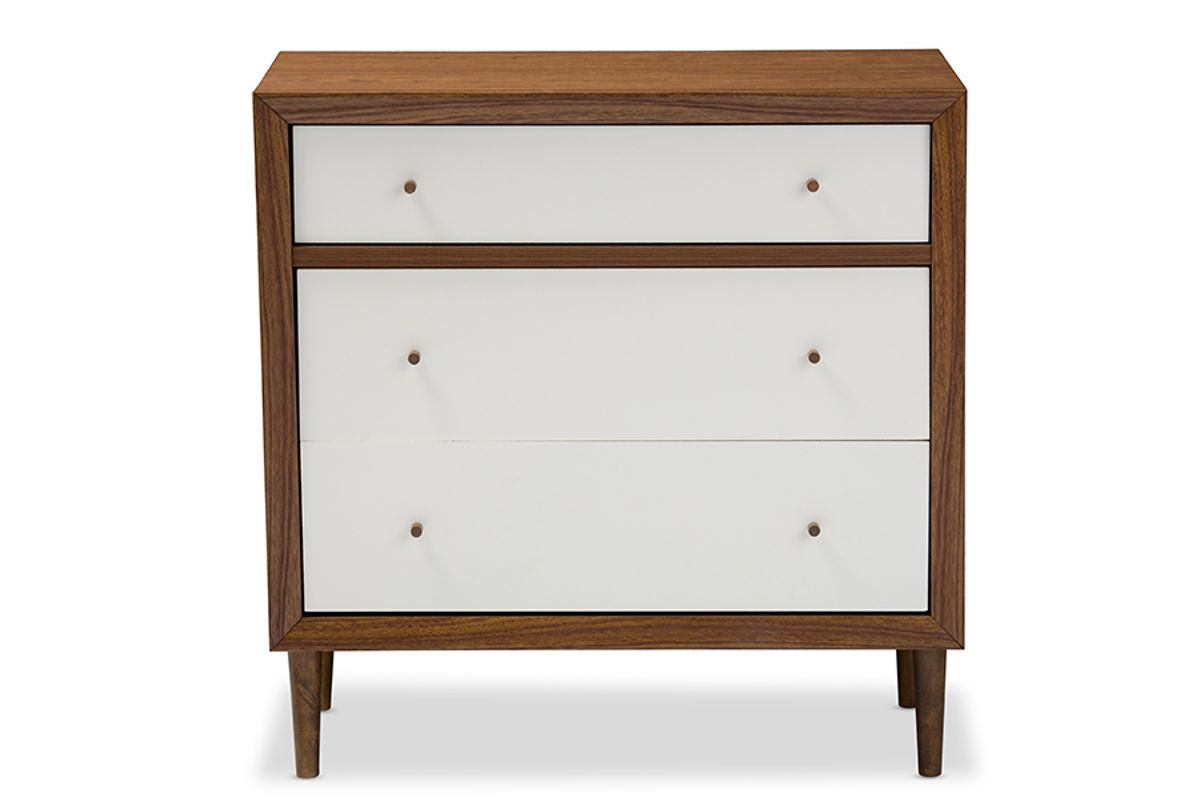 Baxton Studio Harlow Walnut Brown Wood 3 Drawers Chest