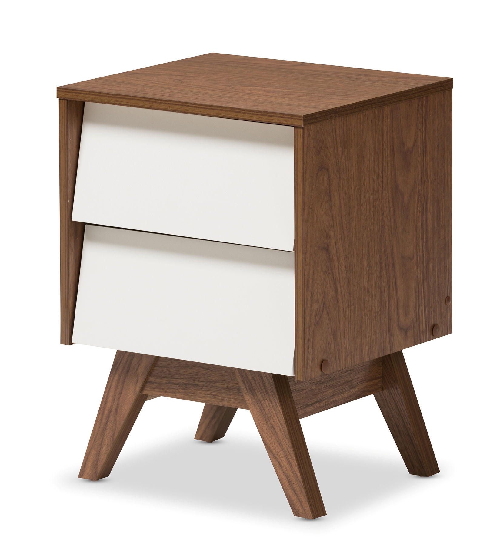Baxton Studio Hildon Walnut Brown Wood 2 Drawers Storage Night Stand