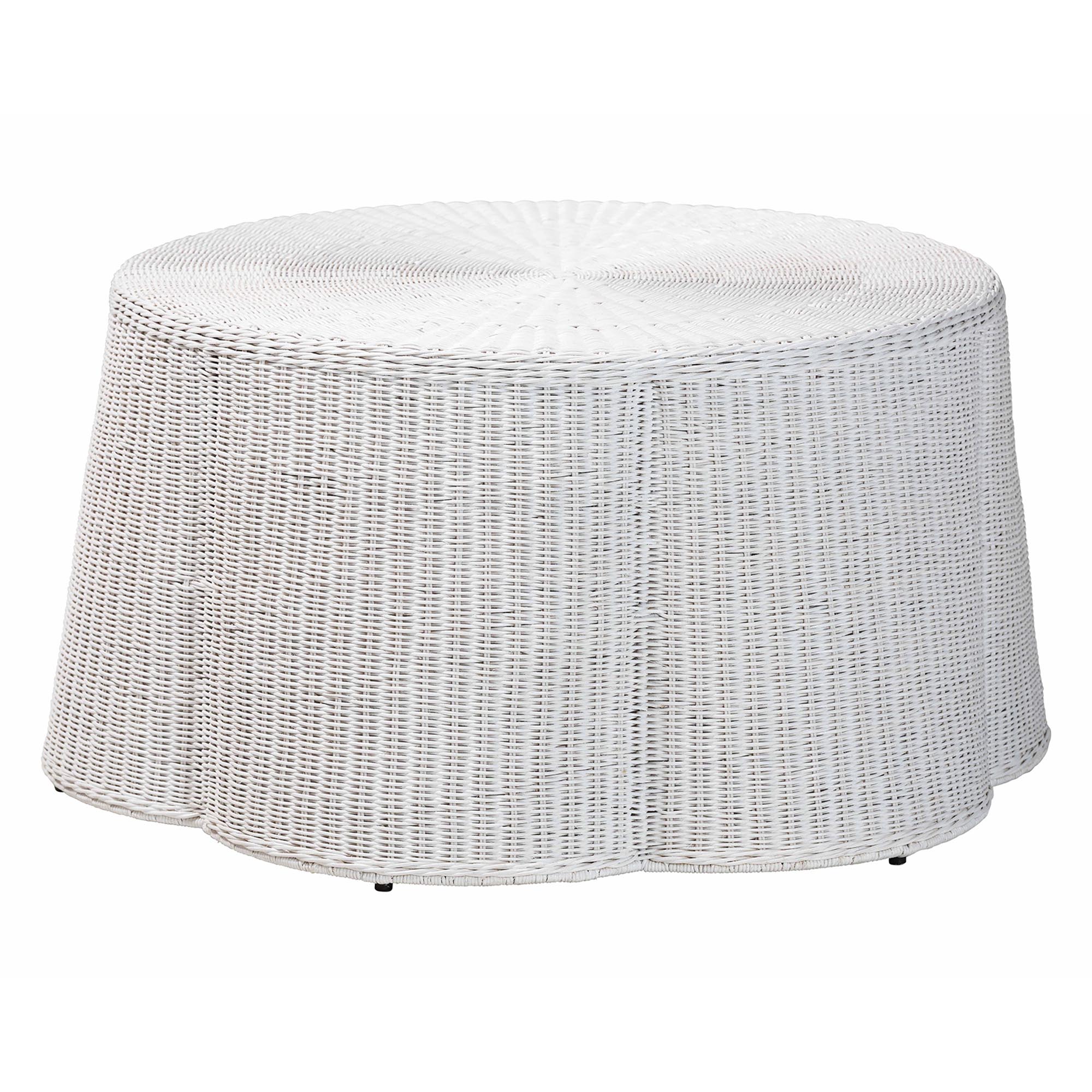 Baxton Studio Palm Chalk White Scalloped Coffee Table