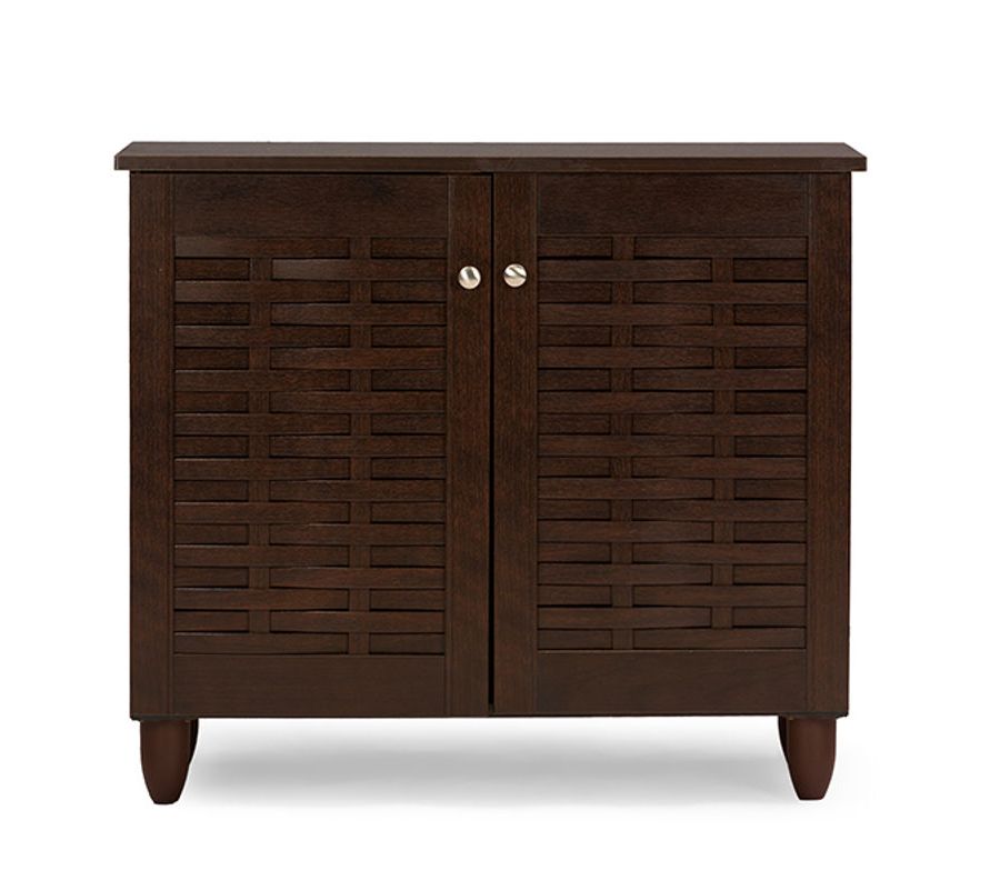 Baxton Studio Winda Dark Brown 2 Doors Entryway Shoes Cabinet