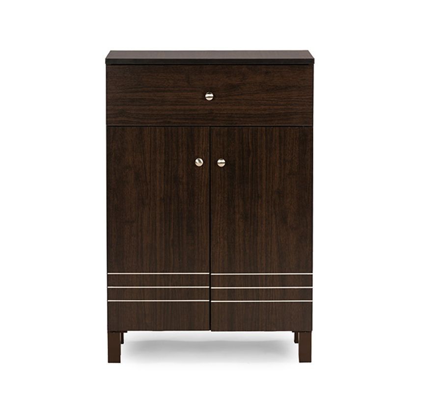 Baxton Studio Felda Modern Dark Brown 2 Doors Shoe Cabinet
