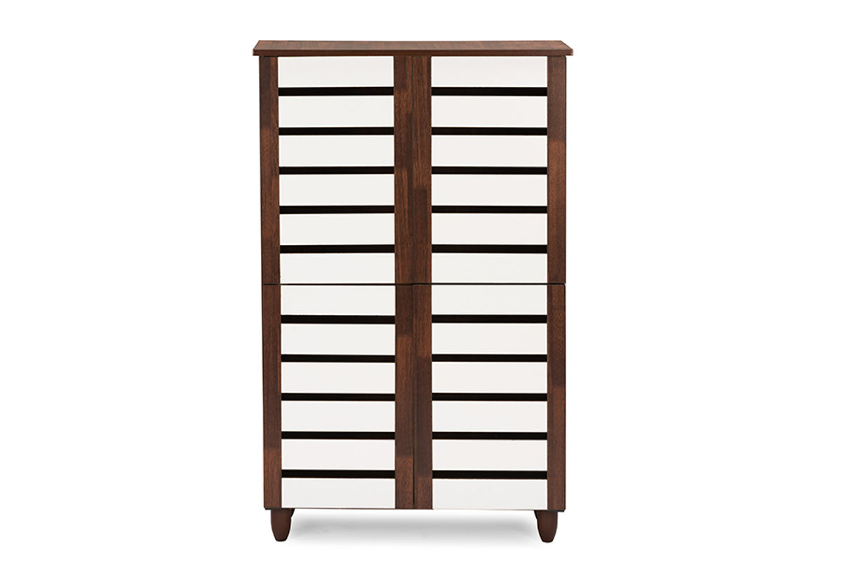 Baxton Studio Gisela Brown White 4 Doors Shoe Cabinet