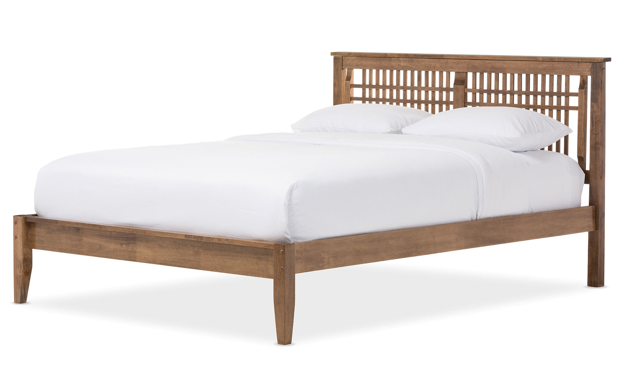 Baxton Studio Loafey Walnut Brown Wood Queen Platform Bed