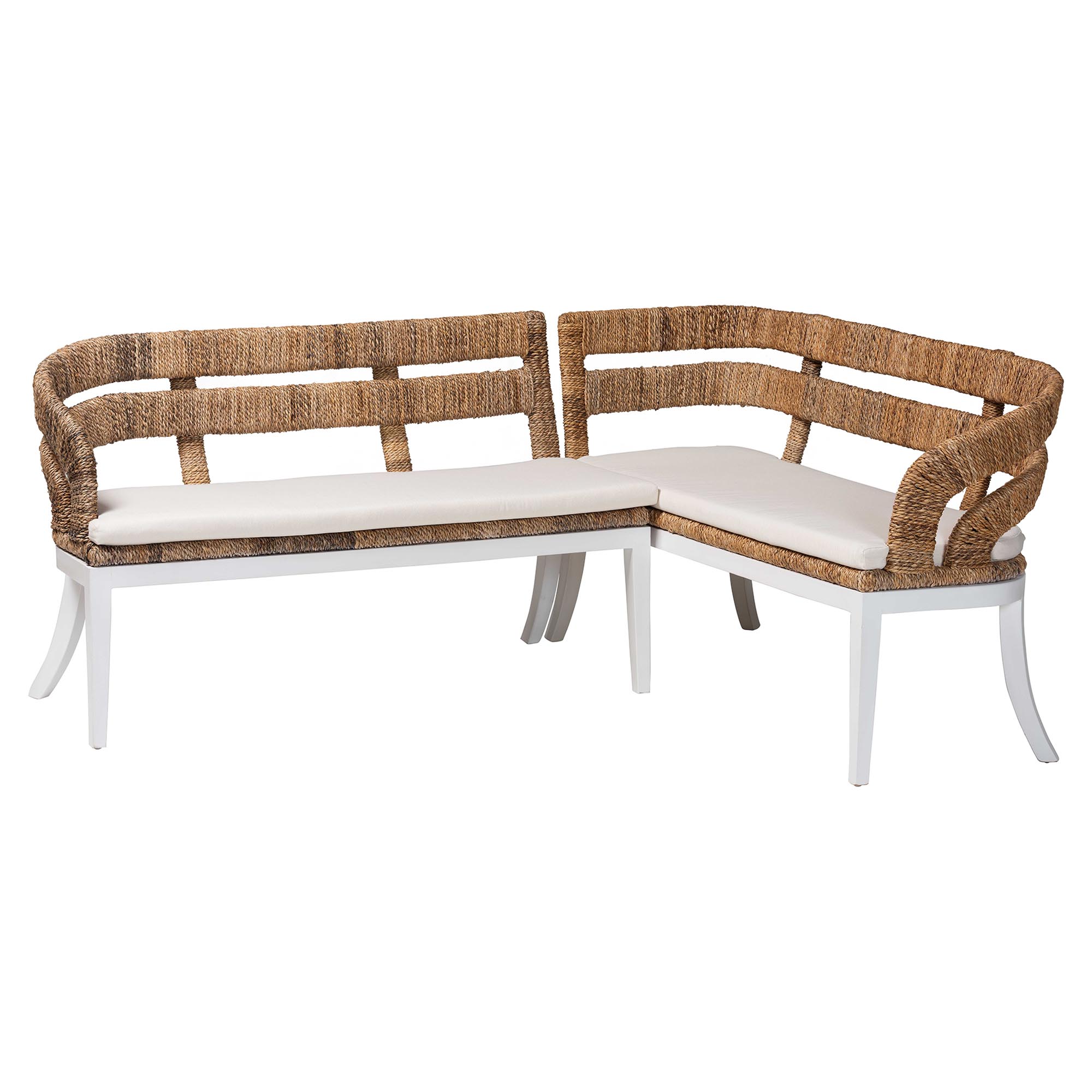 Baxton Studio Ubud Natural Brown 2pc Dining Nook Bench Set