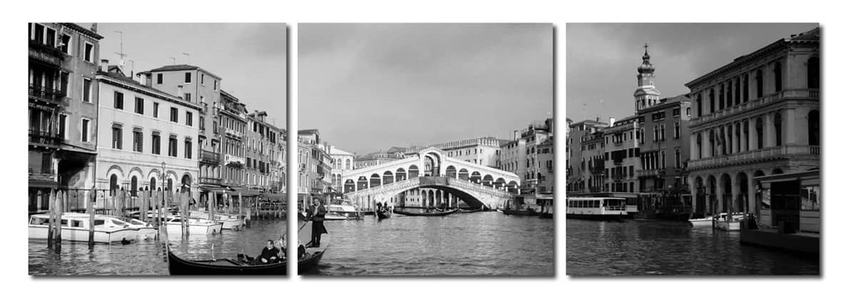 Baxton Studio Black White Rialto Bridge Mounted Photography Print Triptych