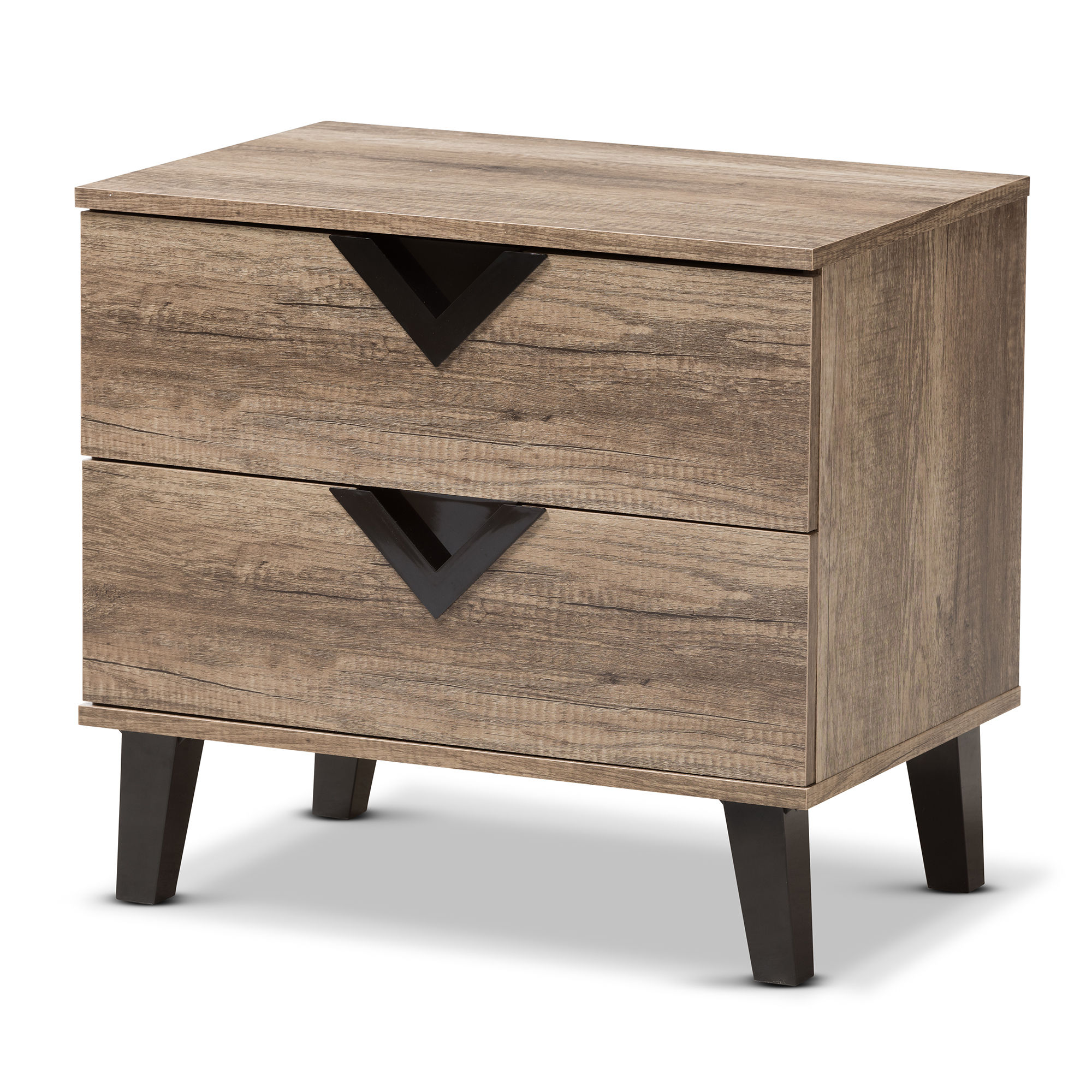 Baxton Studio Swanson Light Brown Wood 2 Drawers Night Stand