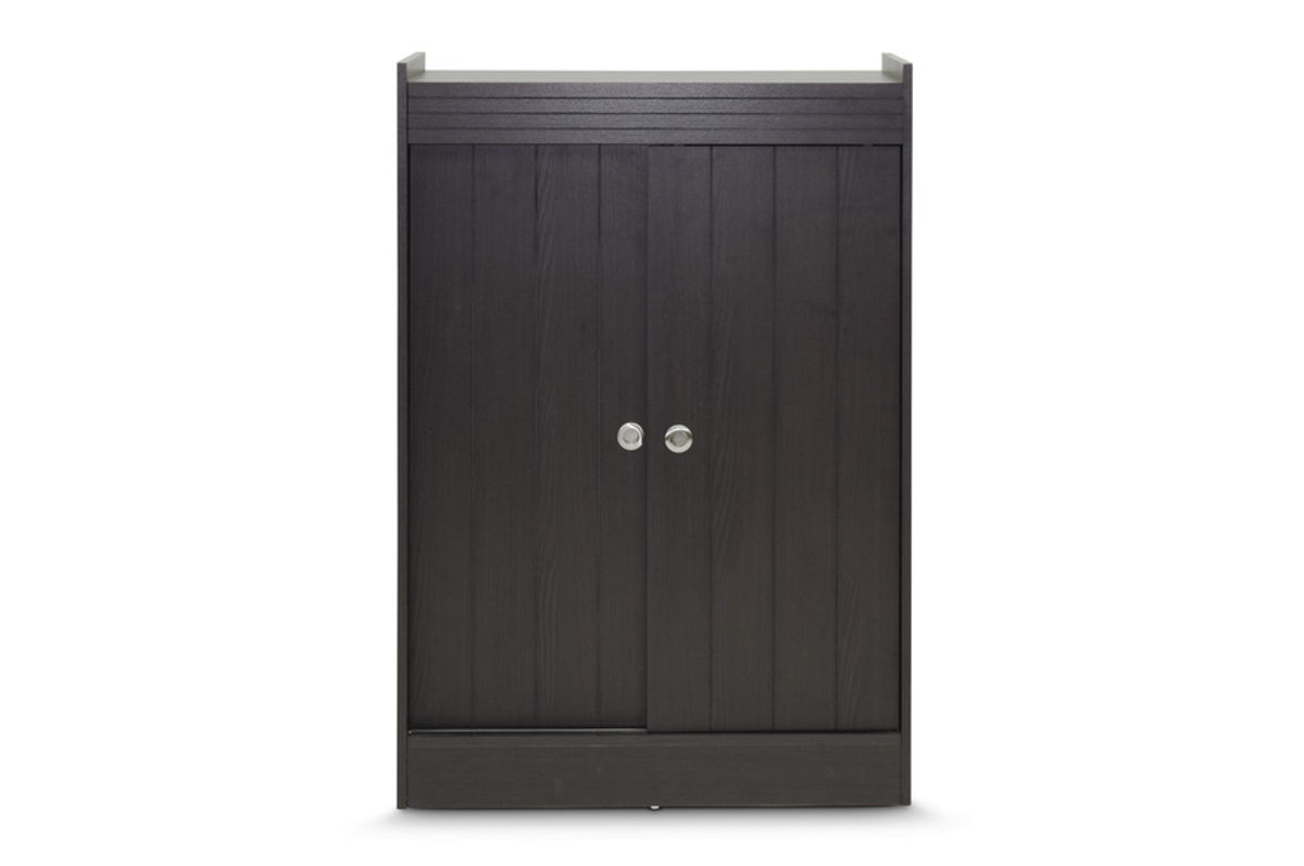 Baxton Studio Leone Dark Brown 5 Shelves Shoe Rack Cabinet