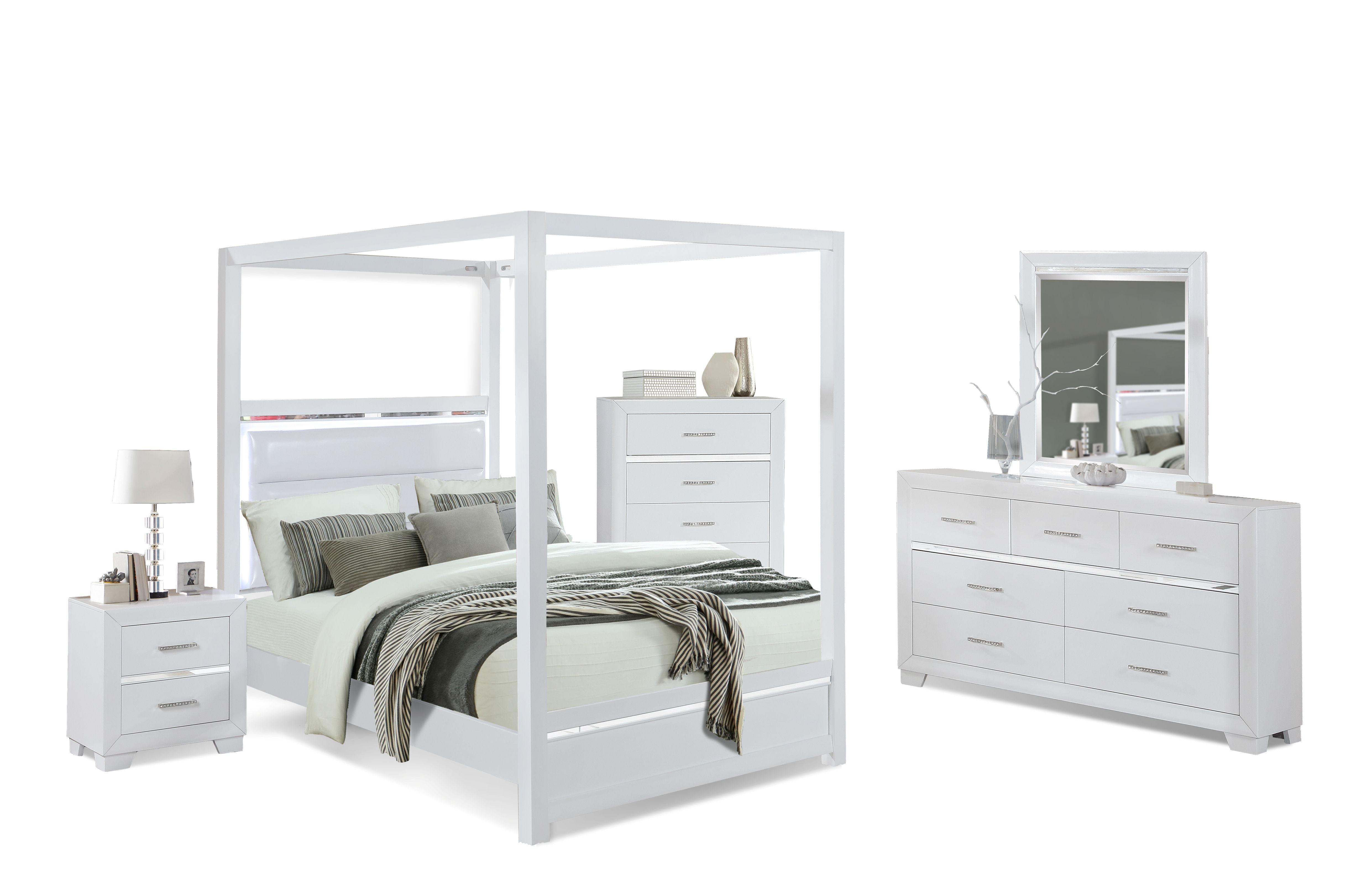 Bella Esprit Denali White 5pc Kids Bedroom Set with Full Canopy Bed