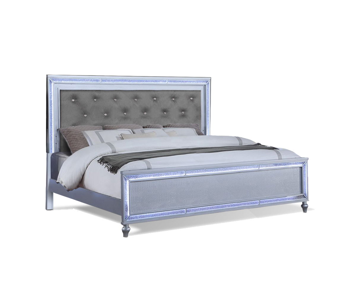Bella Esprit Celeste Silver King Bed with LED Lights