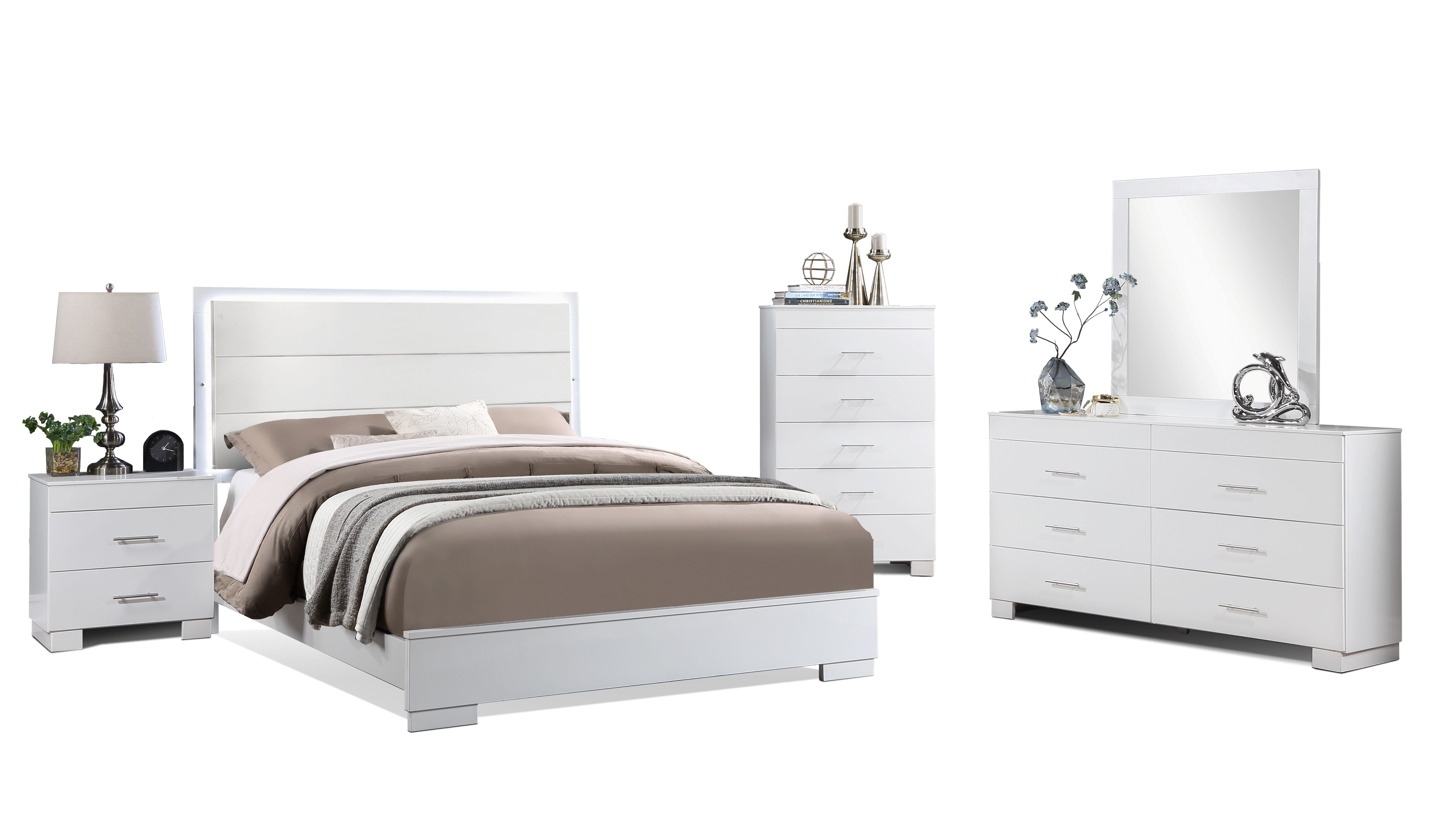 Bella Esprit Nivia White 5pc Bedroom Set with Queen Bed